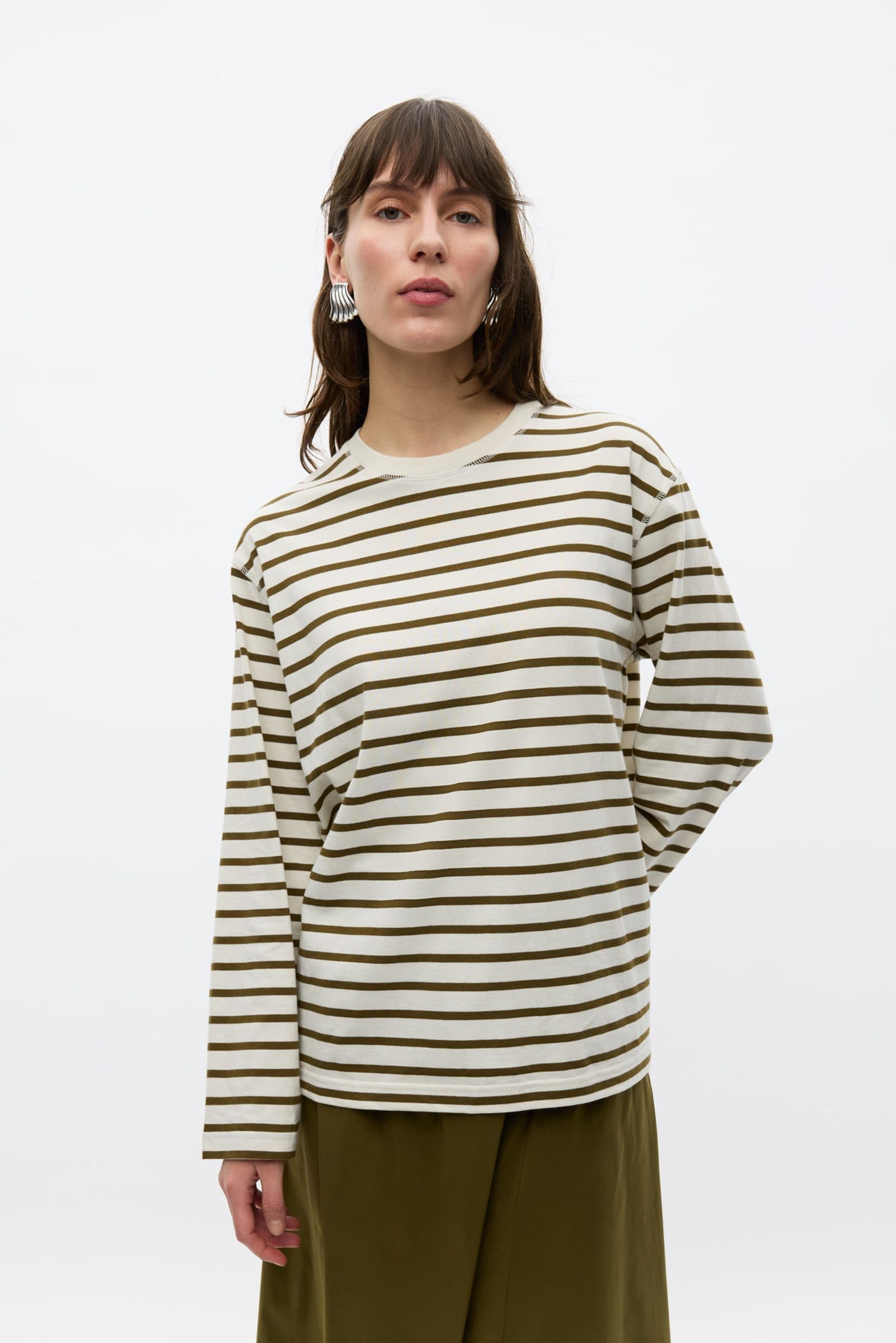 ENKULLA LS STRIPE 5310 Olive Birch Stripe