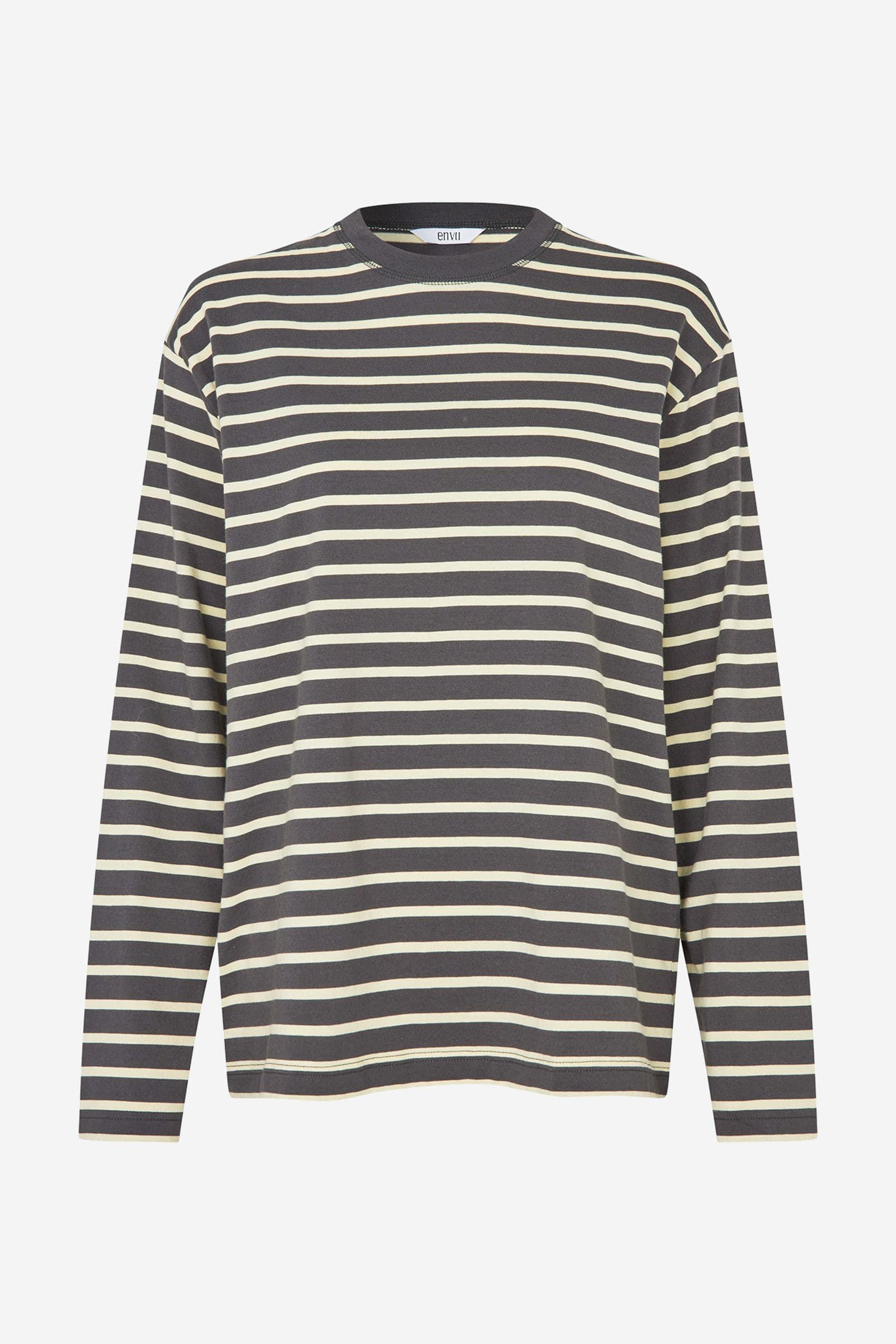 ENKULLA LS STRIPE 5310 Asphalt Cream Stripe