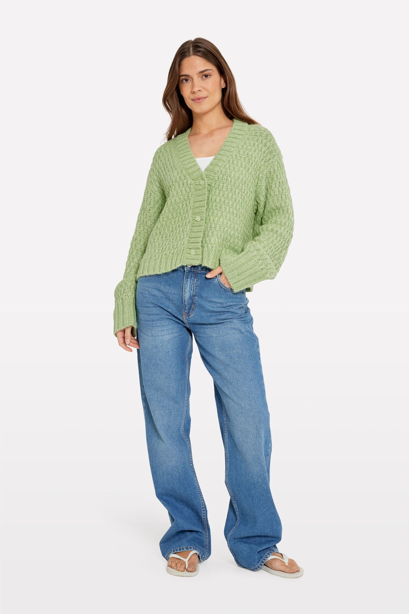 ENBUCKTHORN LS CARDIGAN 7144 Quiet Green Mel