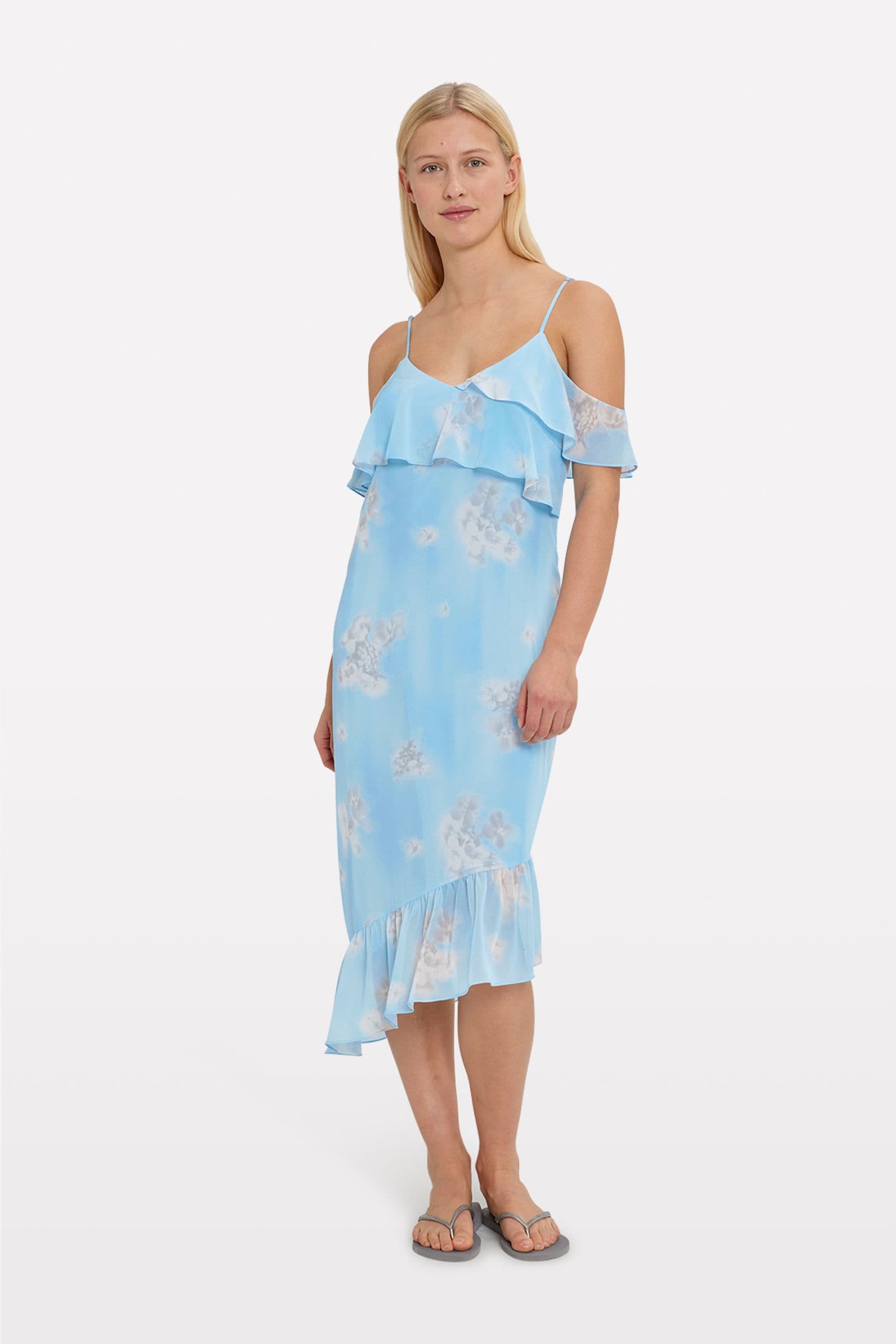 ENJUMP SL MIDI DRESS AOP 7126 SKY FLOWER