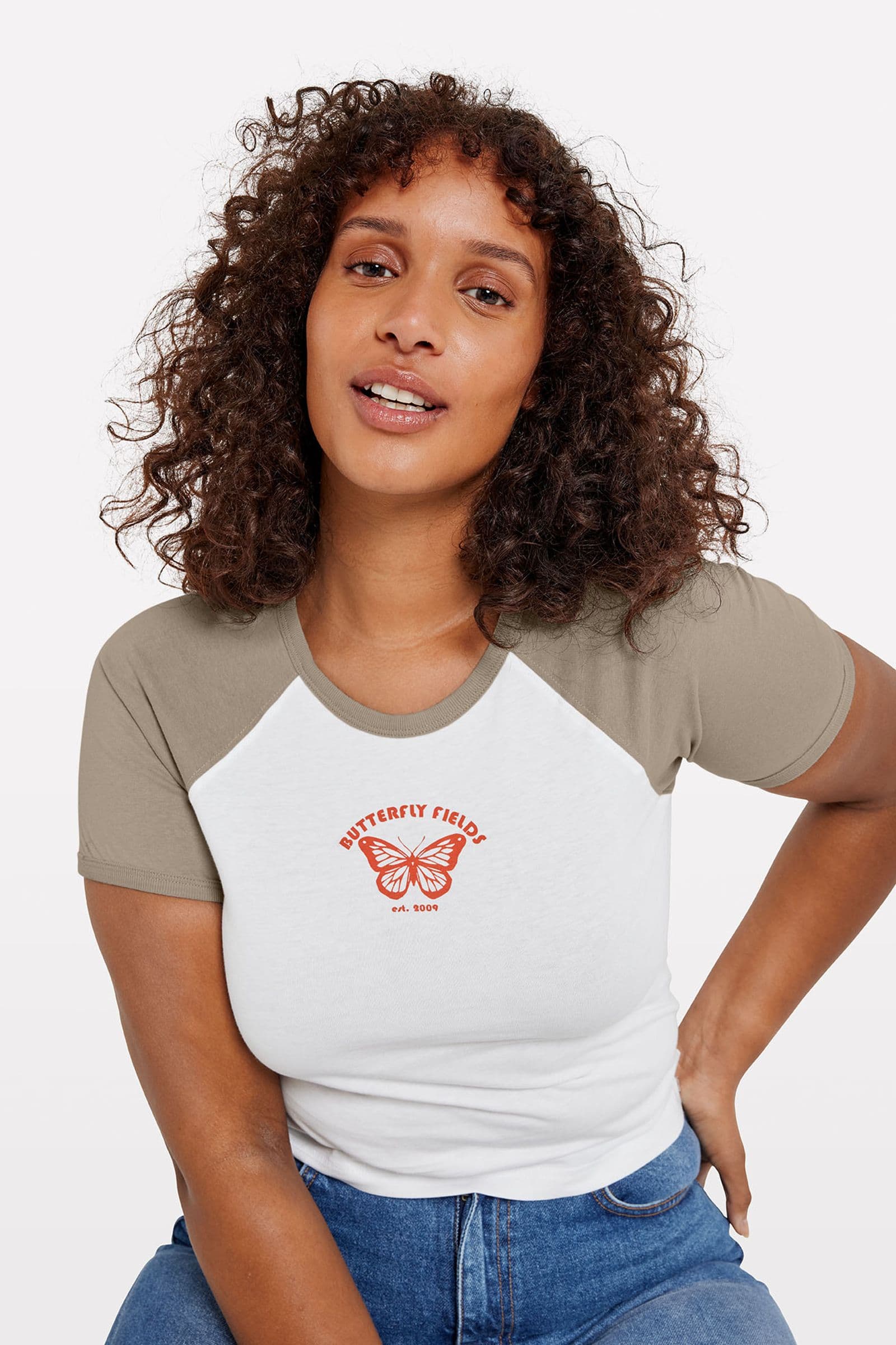 ENMOLLY SS RAGLAN TEE 7143 Butterfly Fields