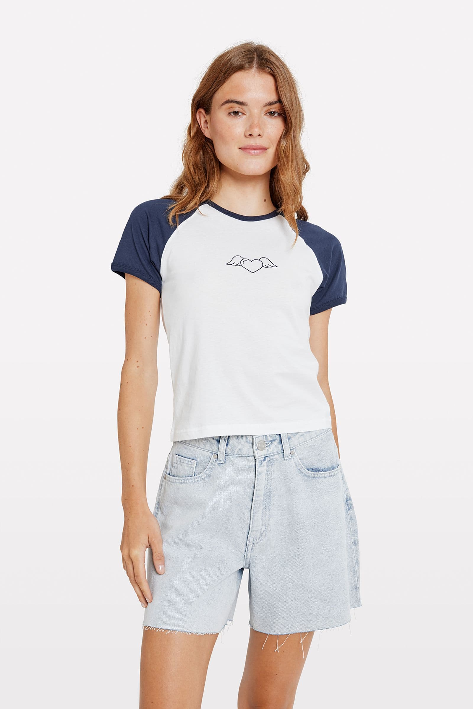 ENMOLLY SS RAGLAN TEE 7143 Navy Heart