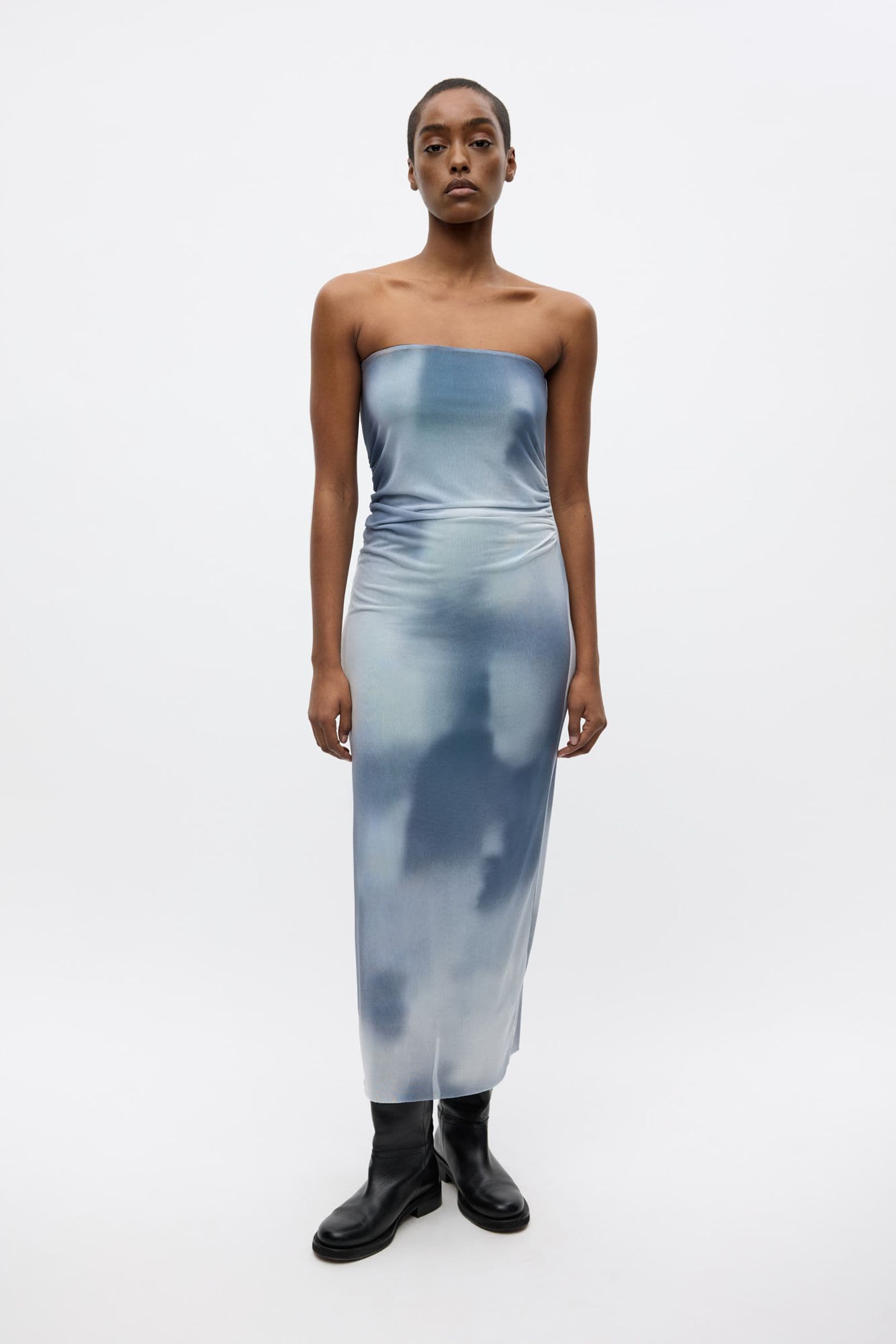 ENWILMA TUBE DRESS AOP 7042 DUSTY FOG