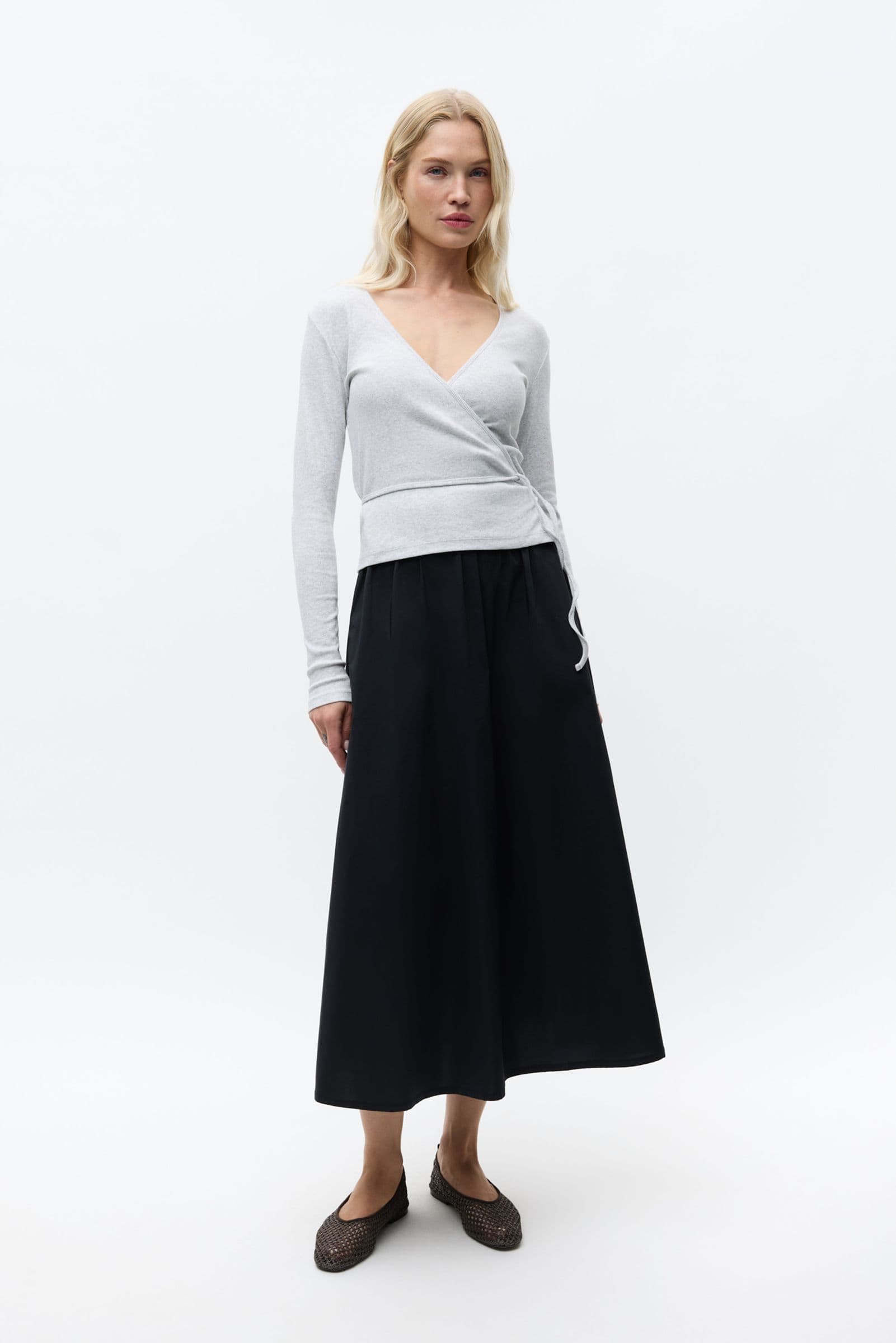 ENALLY LS V-N TEE 5314 Light Grey Mel (ALLY)