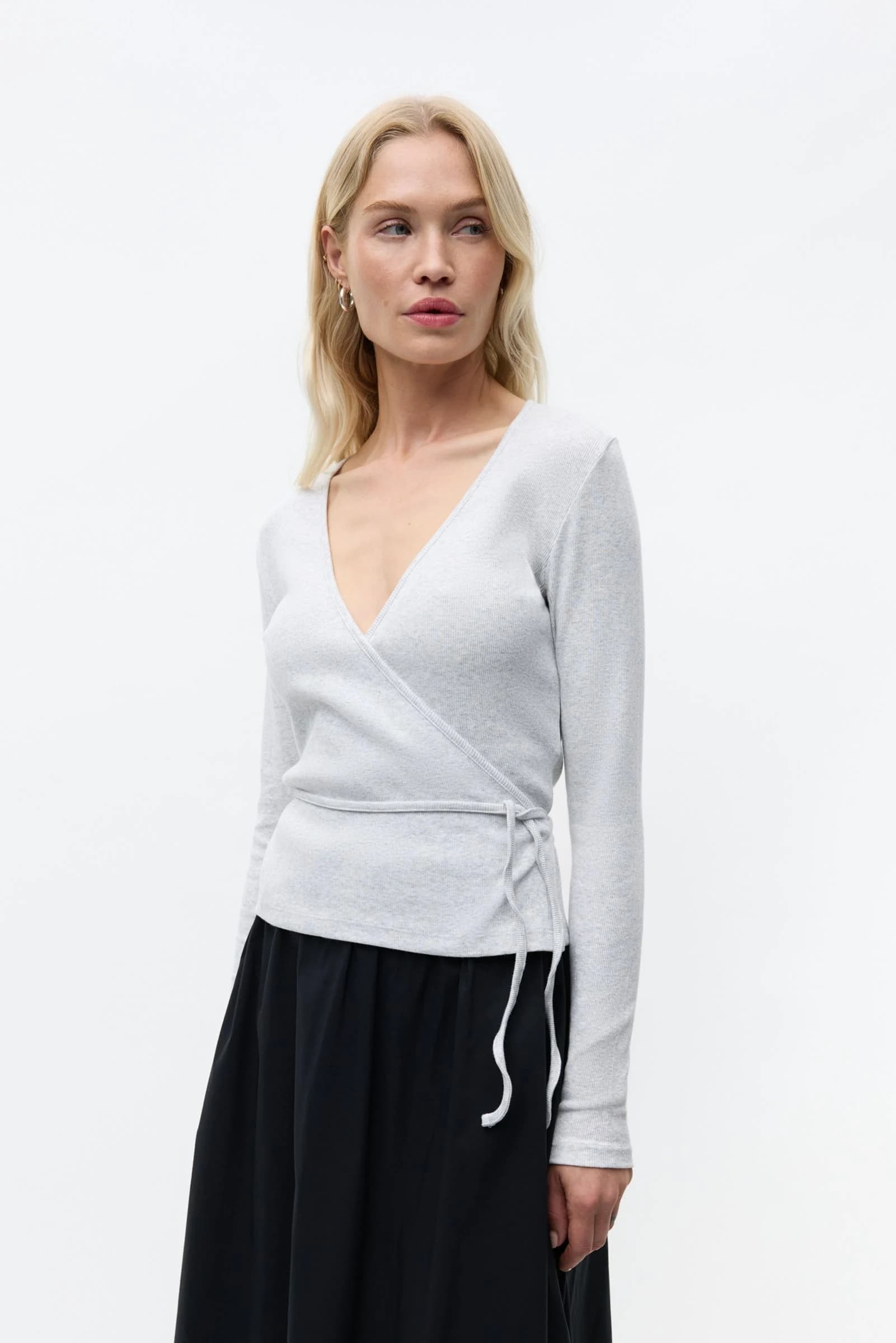 ENALLY LS V-N TEE 5314 Light Grey Mel (ALLY)