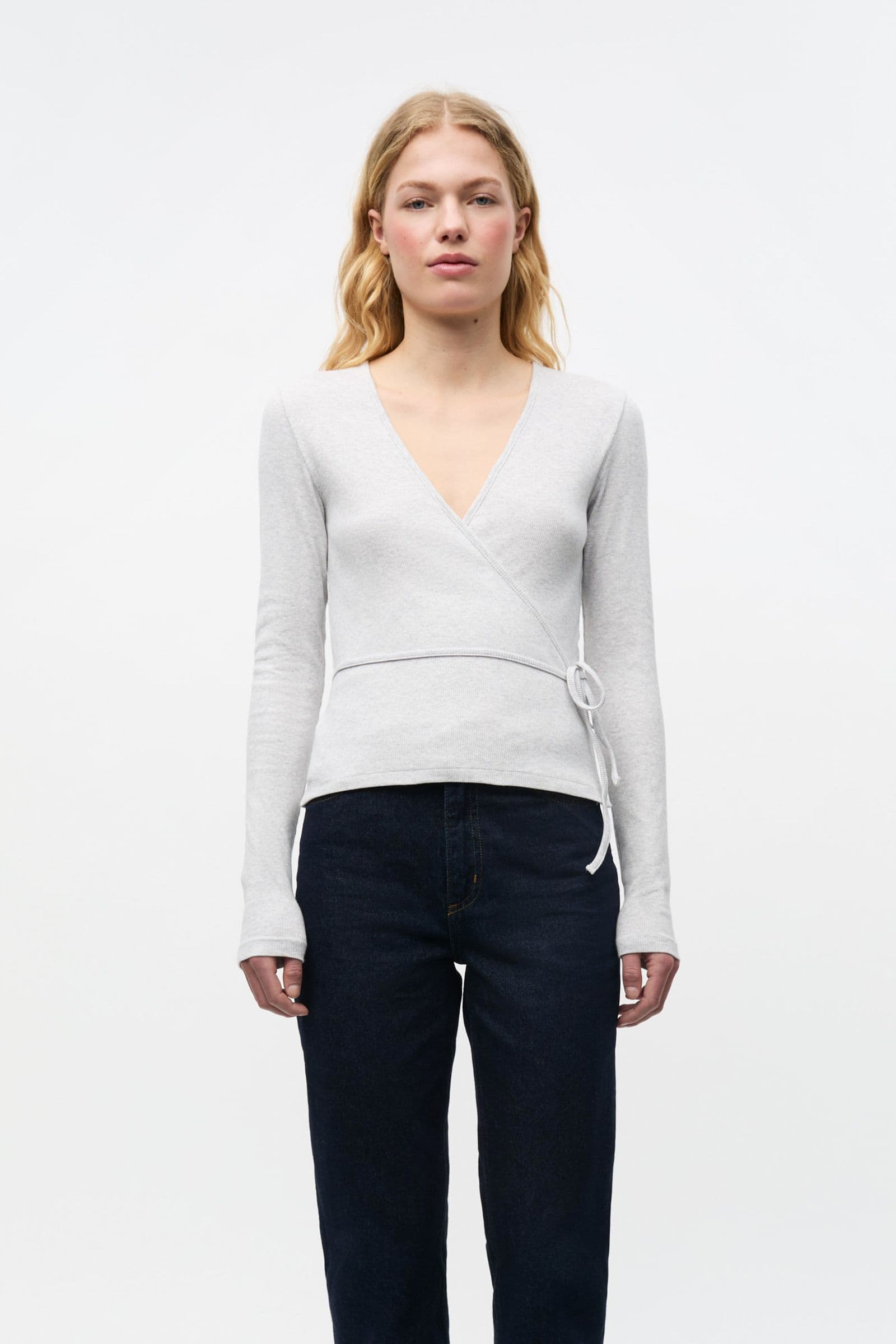 ENALLY LS V-N TEE 5314 Light Grey Mel (ALLY)