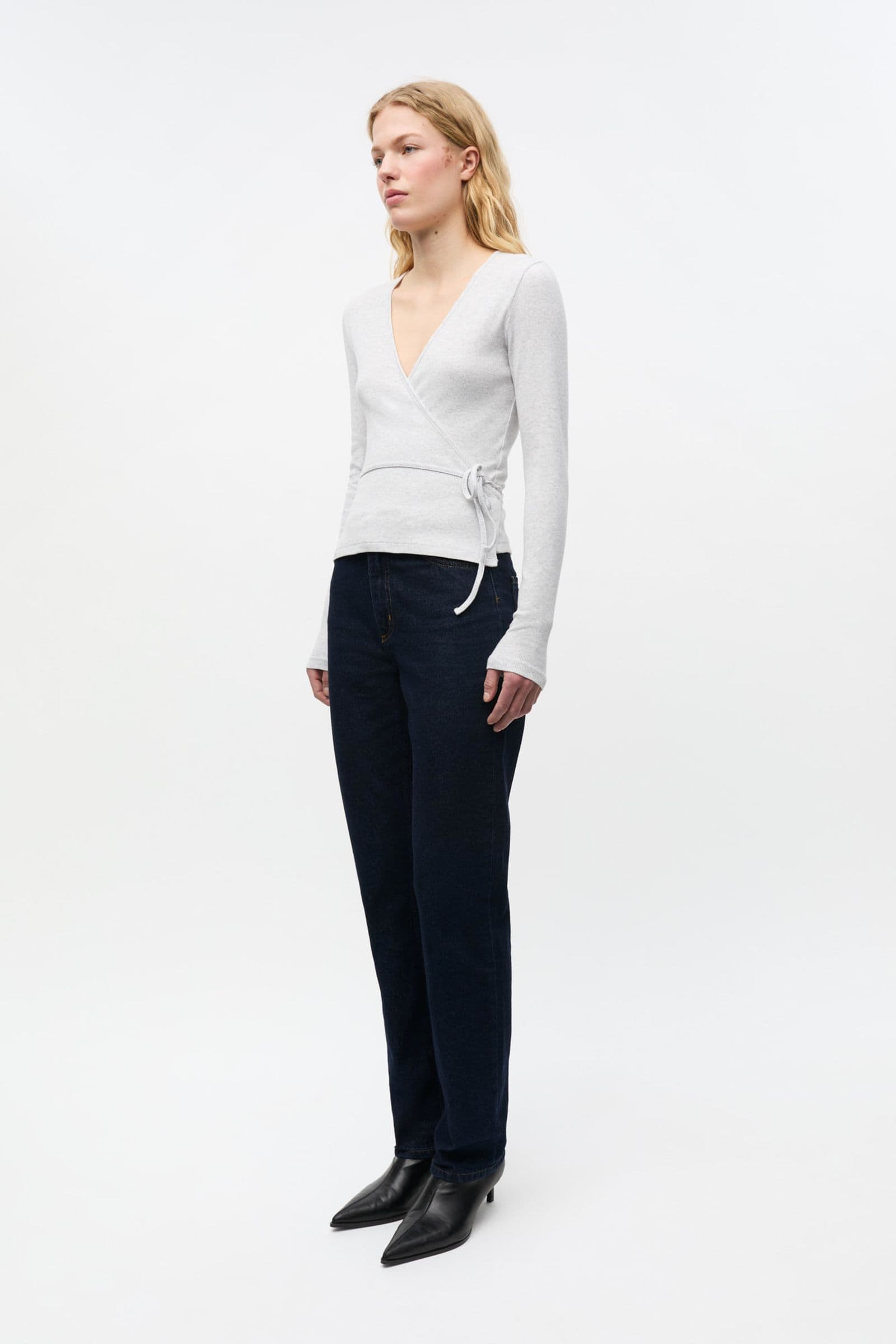 ENALLY LS V-N TEE 5314 Light Grey Mel (ALLY)