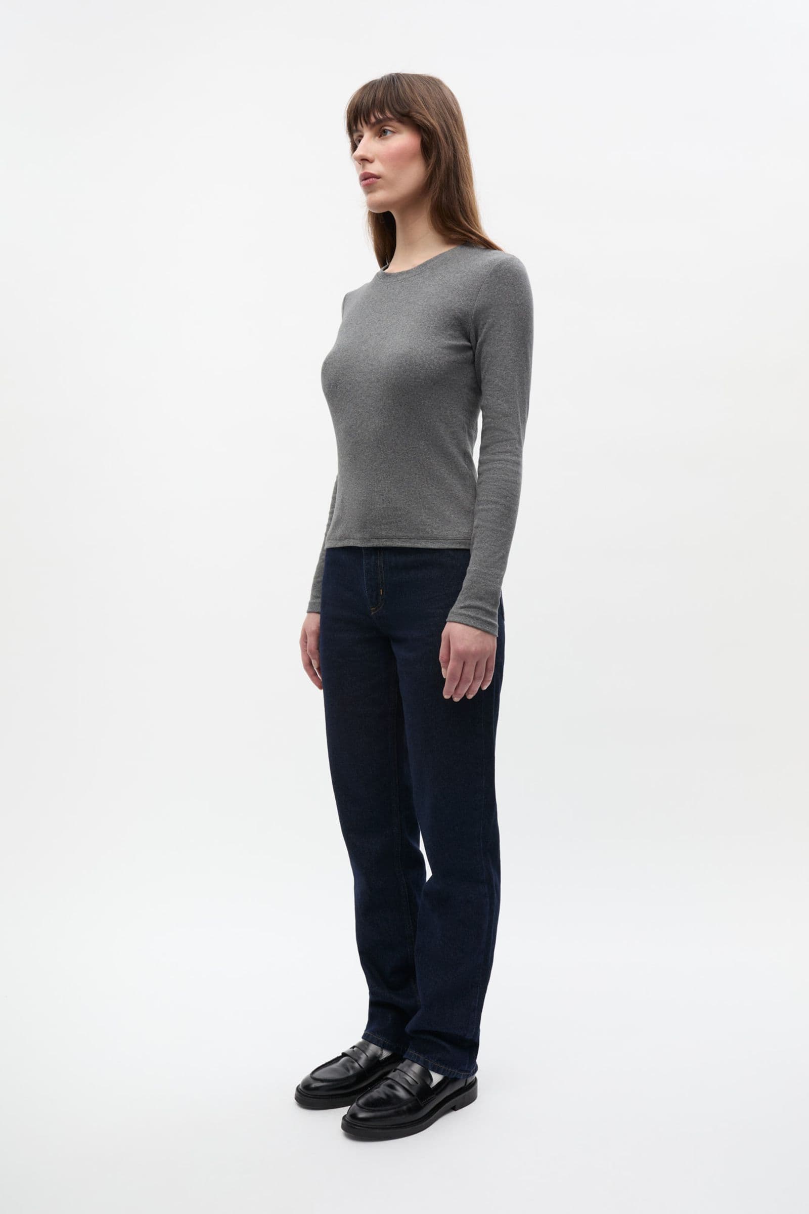 ENALLY LS O-N TEE 5314 Dark grey mel (ALLY)