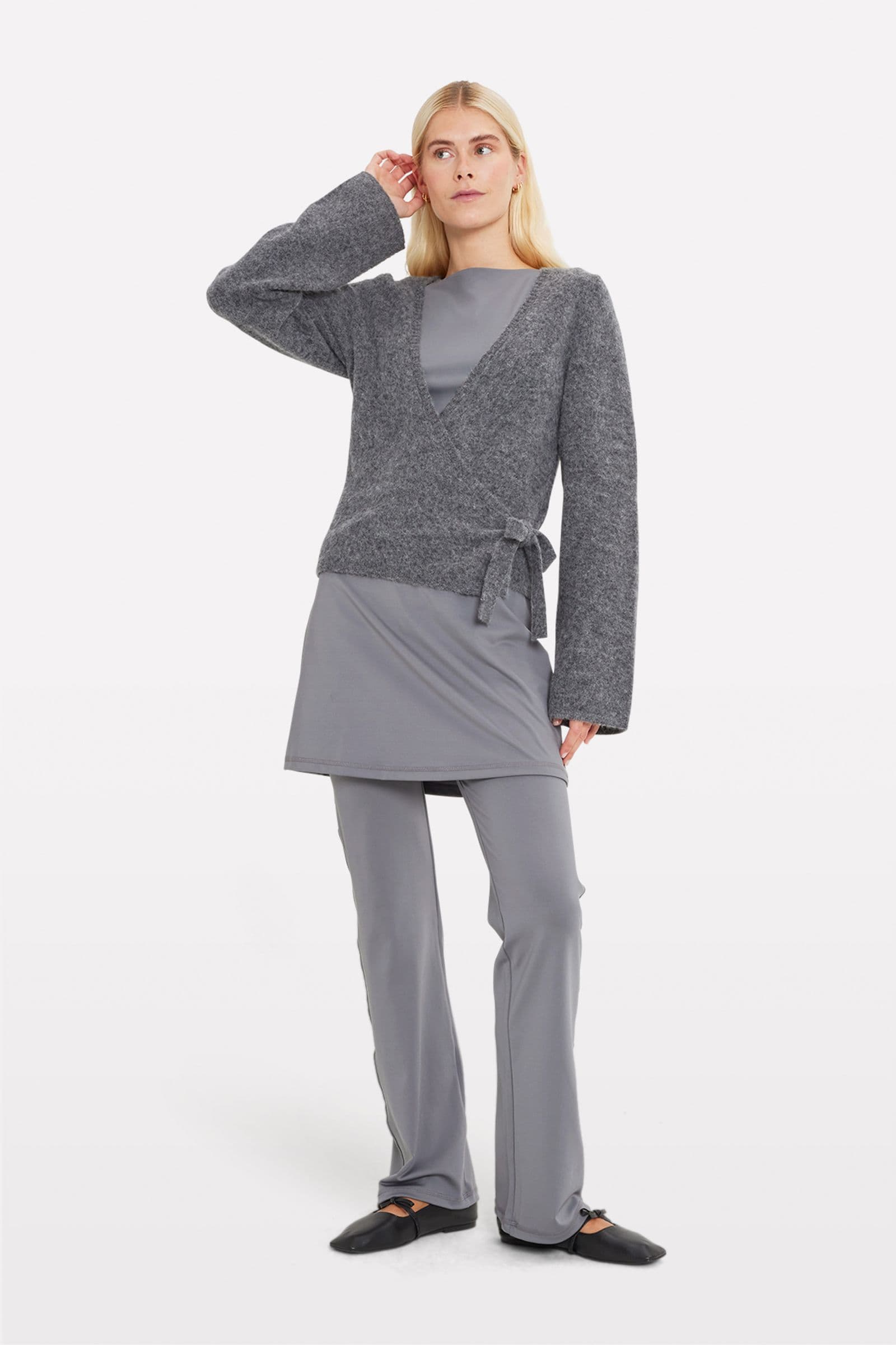 ENADA LS V-N KNIT 7216 Dark Grey Mel