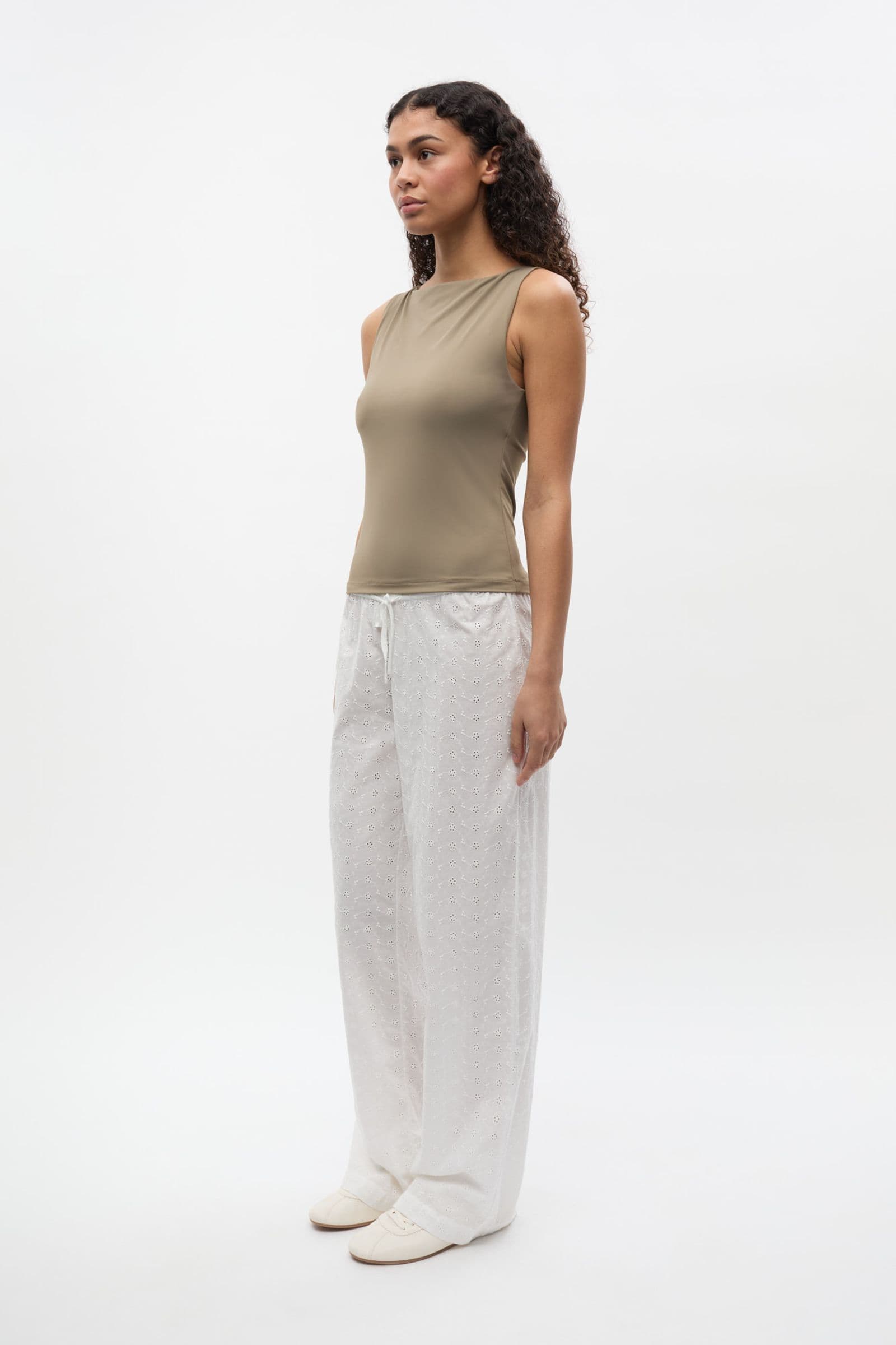 ENELISA PANTS EMB 7243 Bright White EMB