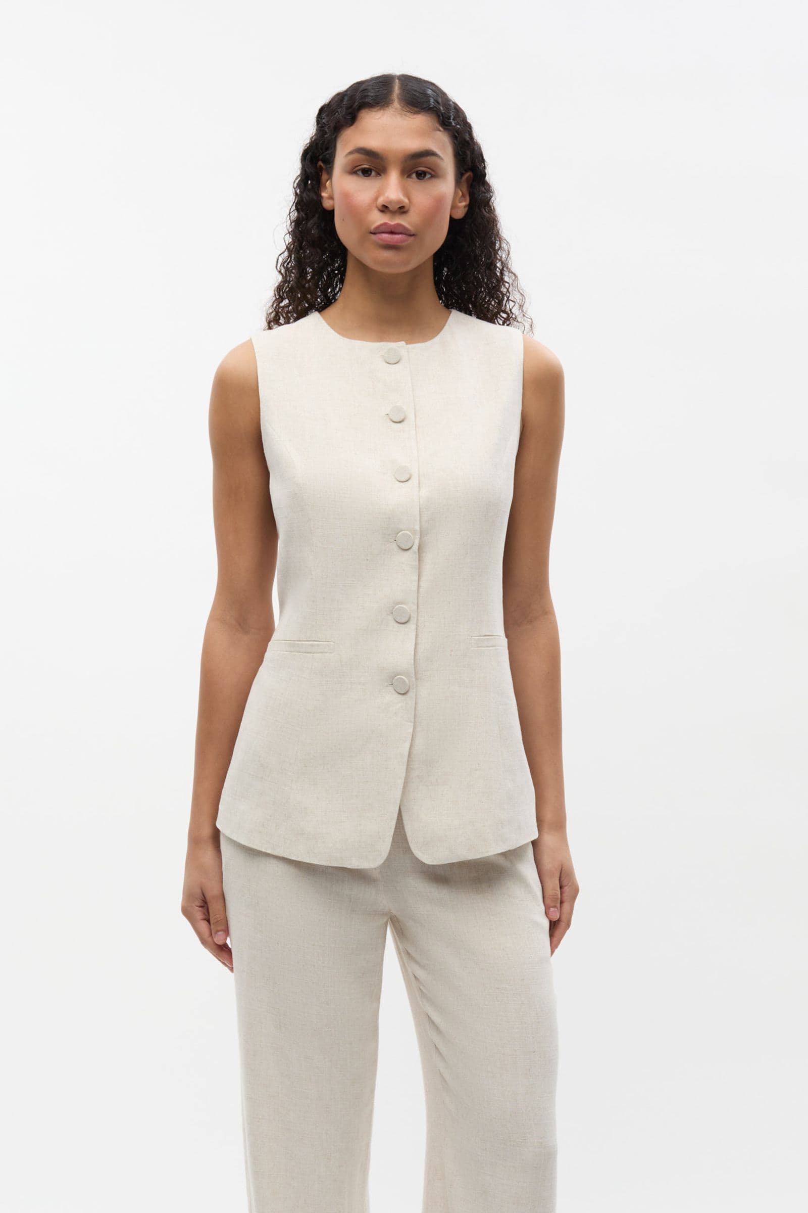 ENDORE O-N LONG VEST 7247 Light Sand Mel