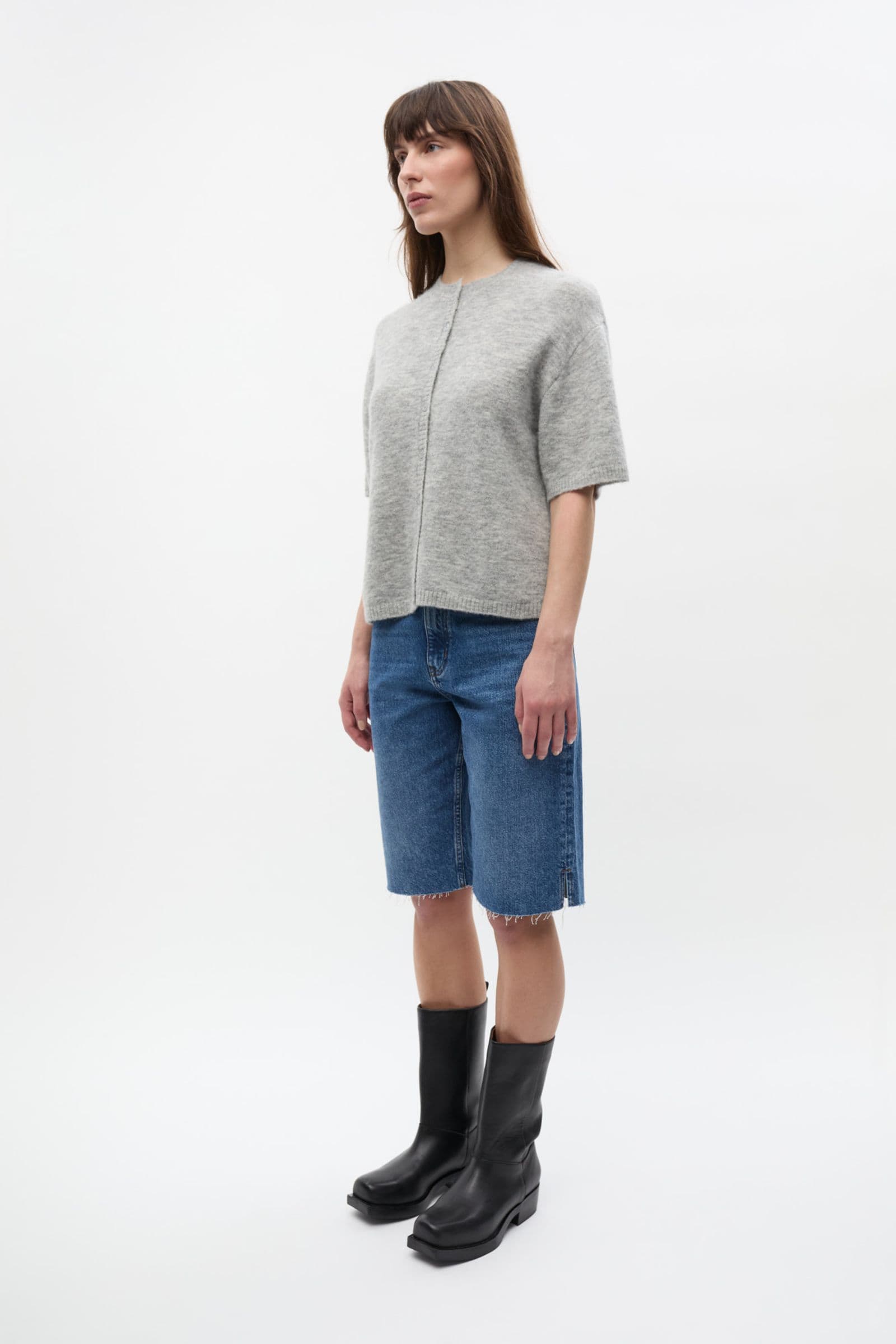 ENADA SS CARDIGAN 7216 Light grey mel