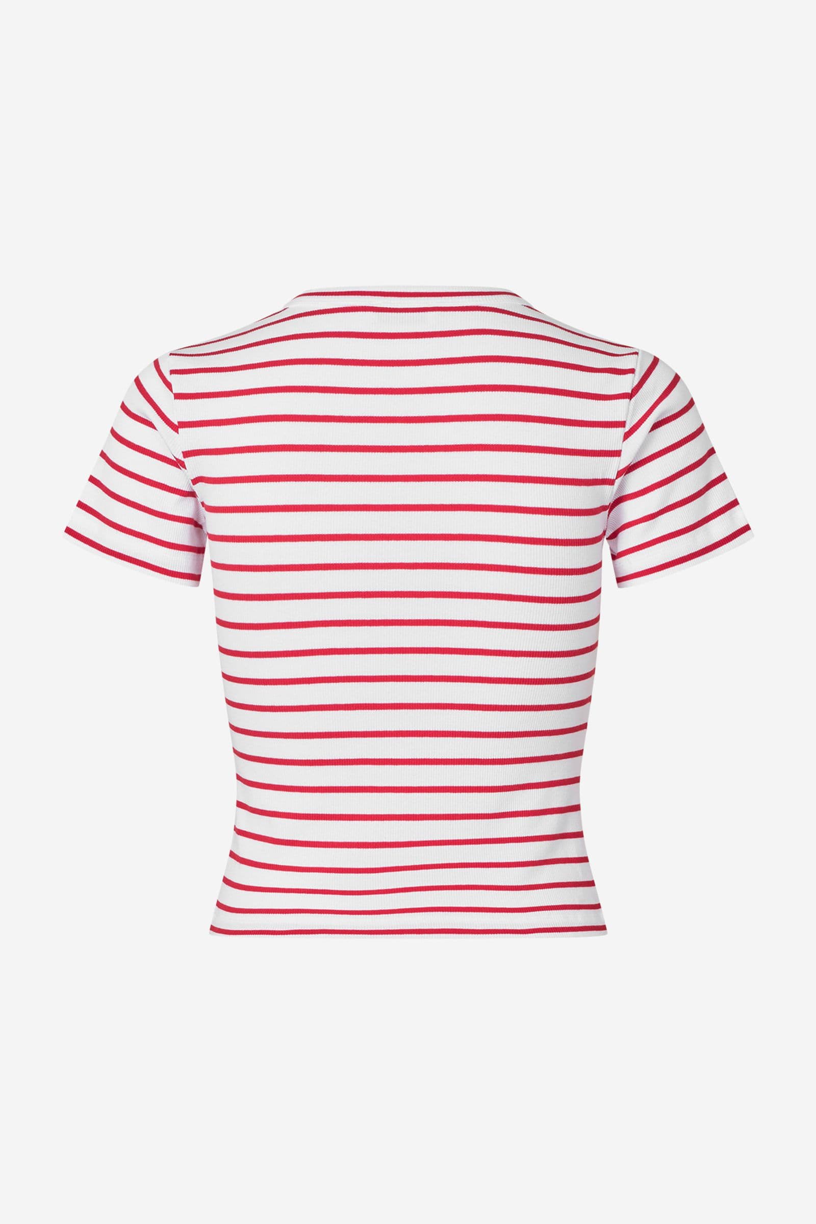 ENALLY SS CROP TEE ST 7262 Salsa-White Stripe
