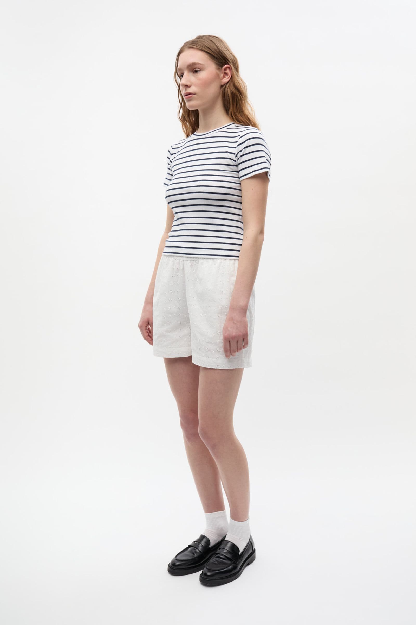 ENALLY SS CROP TEE ST 7262 Navy-White Stripe