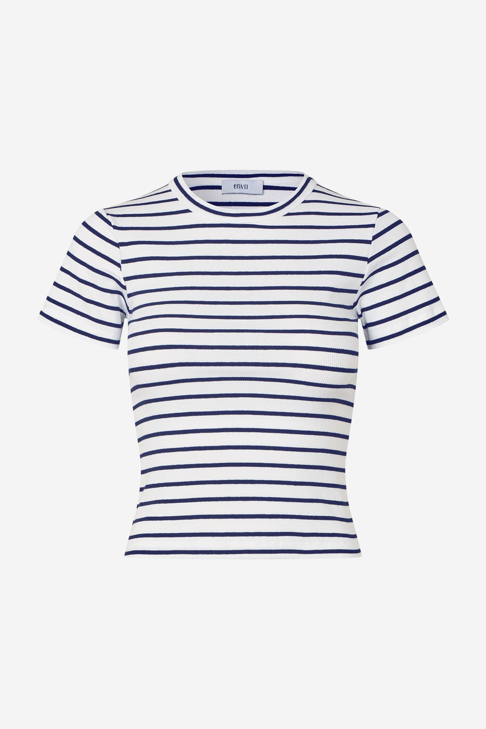 ENALLY SS CROP TEE ST 7262 Navy-White Stripe