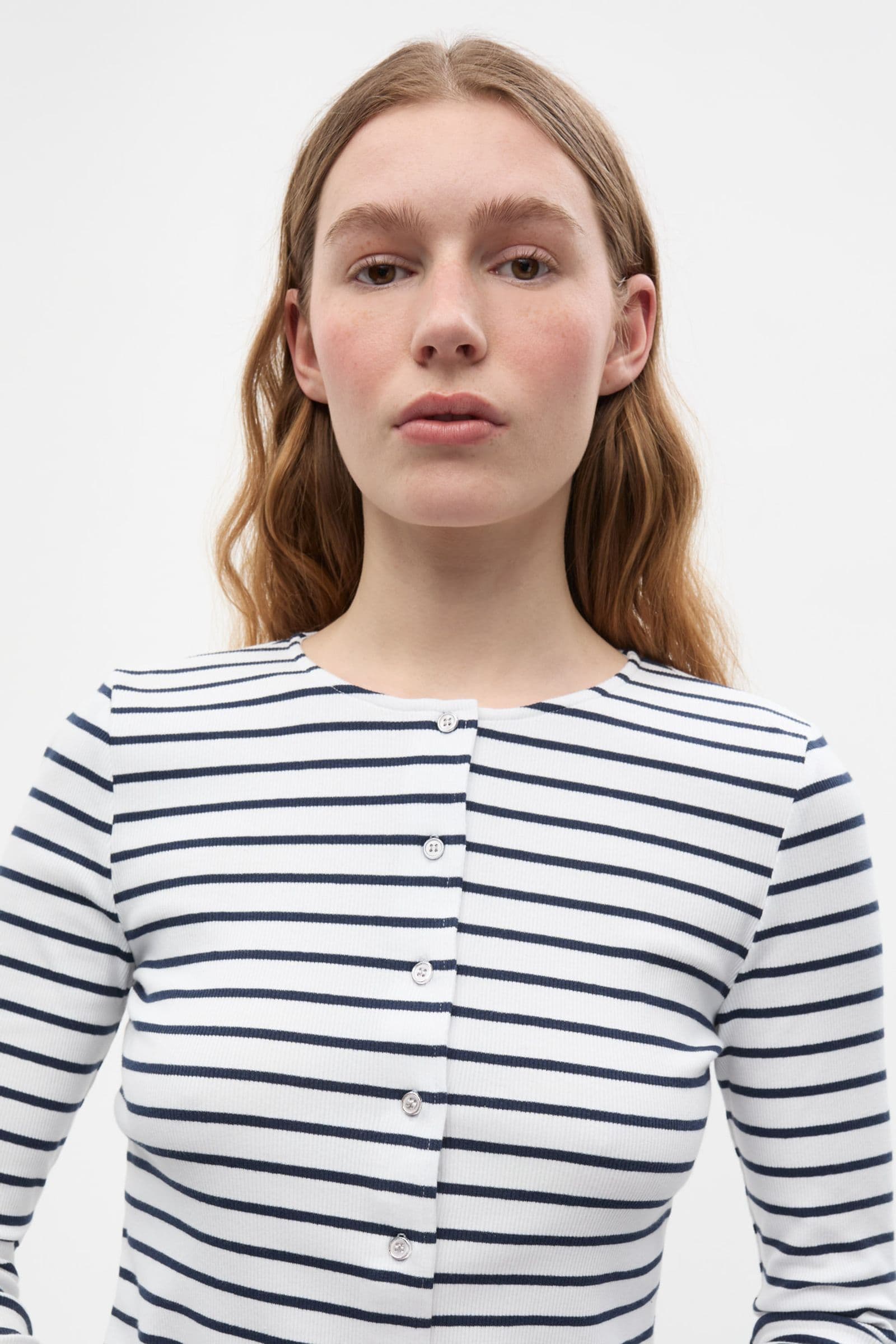 ENALLY LS O-N CARDIGAN ST 7262 Navy-White Stripe