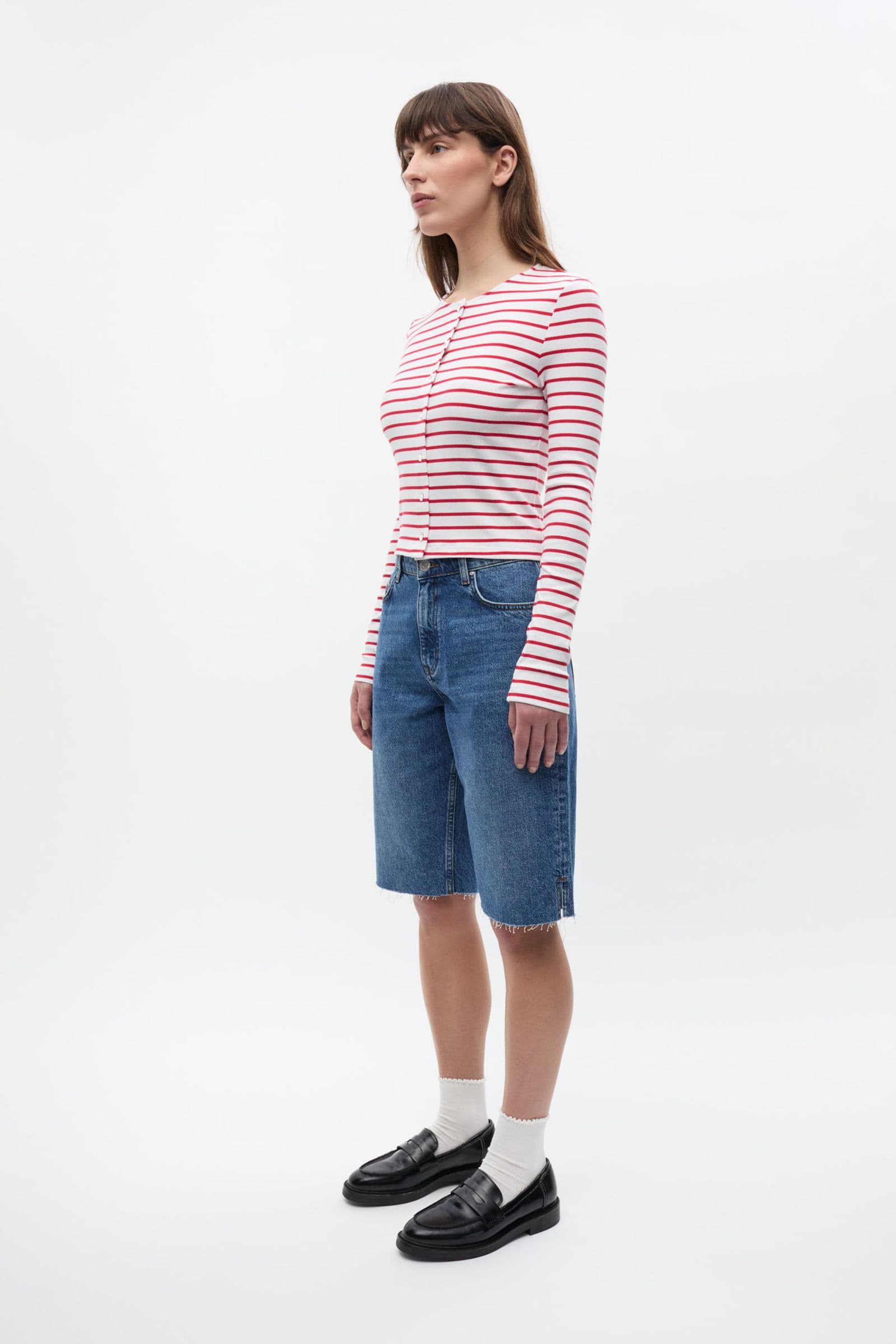 ENALLY LS O-N CARDIGAN ST 7262 Salsa-White Stripe