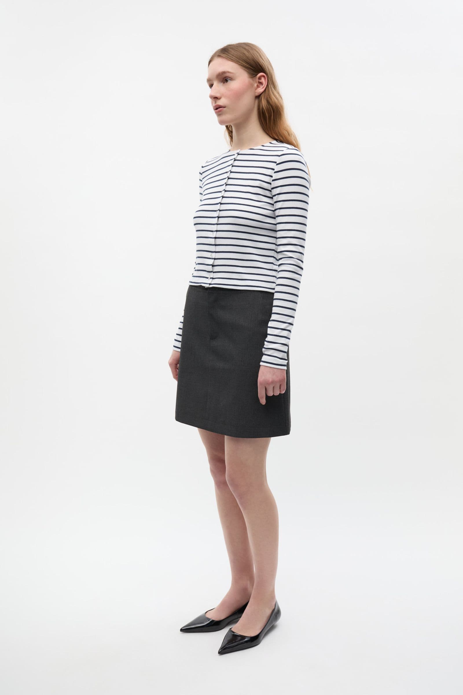 ENALLY LS O-N CARDIGAN ST 7262 Navy-White Stripe