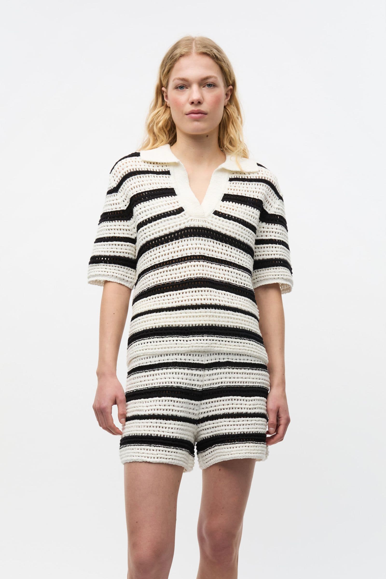 ENMIMI SS POLO KNIT EXL 7254 Gardenia/Black