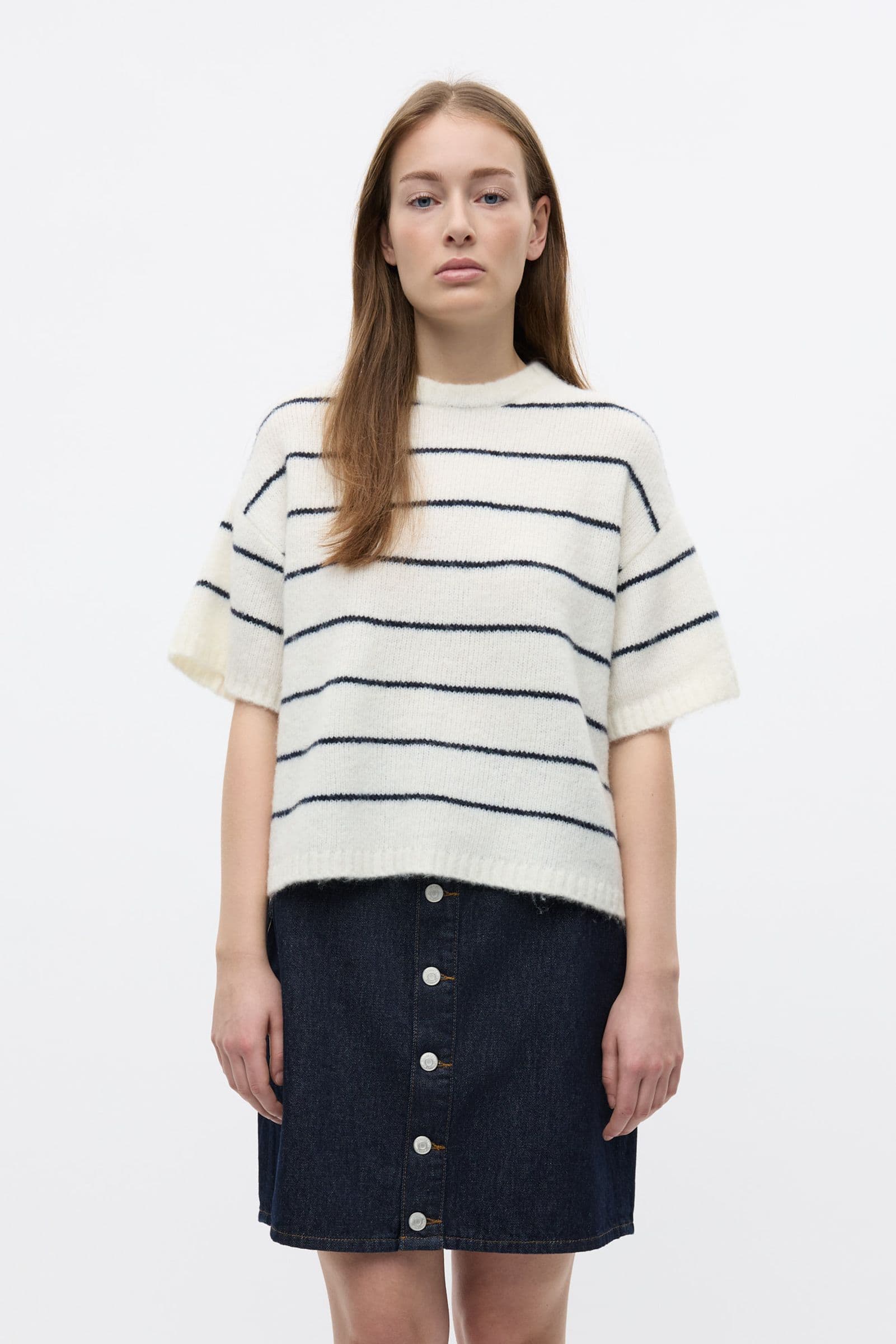 ENNAPLES SS KNIT 7278 Gardenia/Navy Blazer