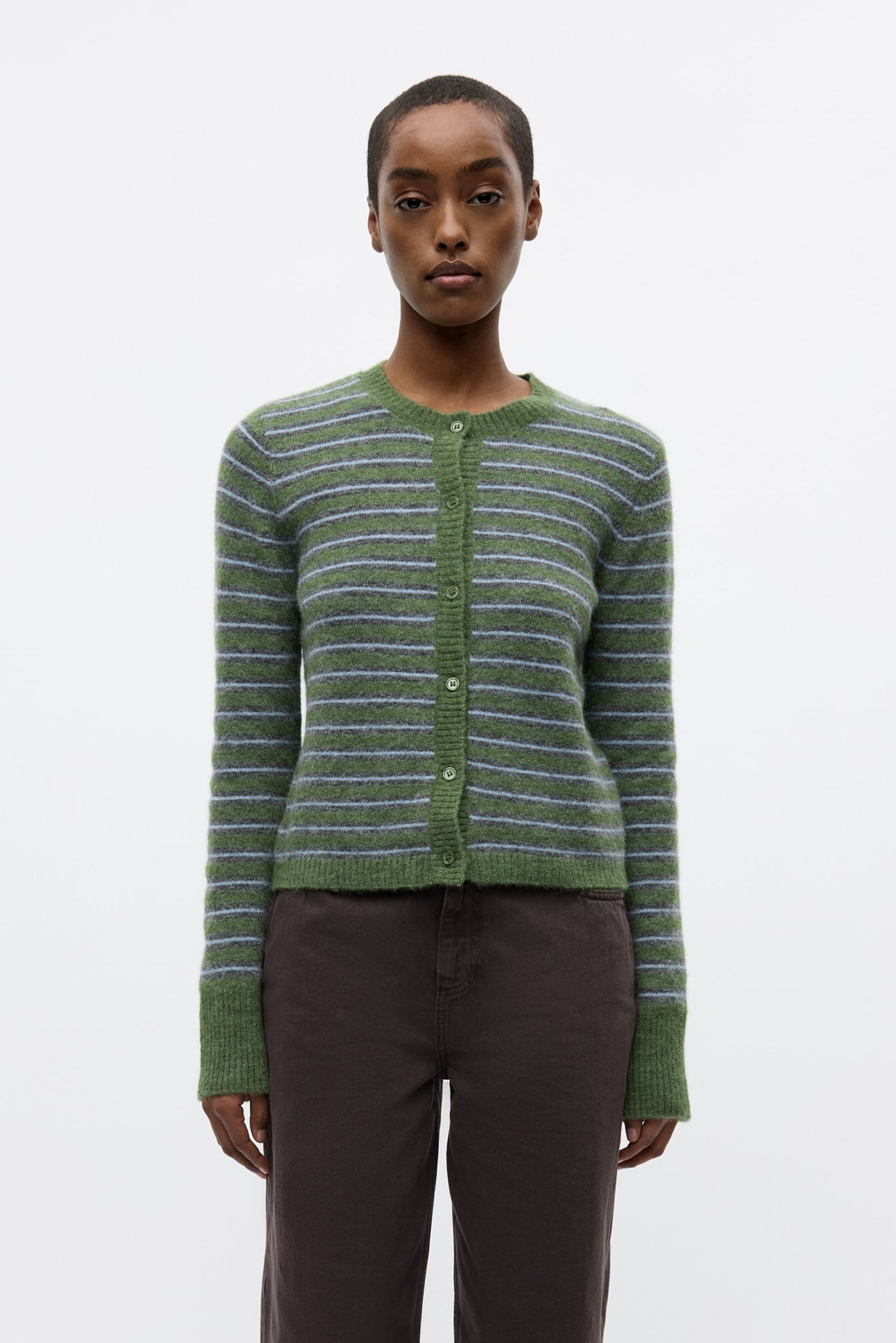 ENADA LS CARDIGAN ST 7216 Chive Stripe