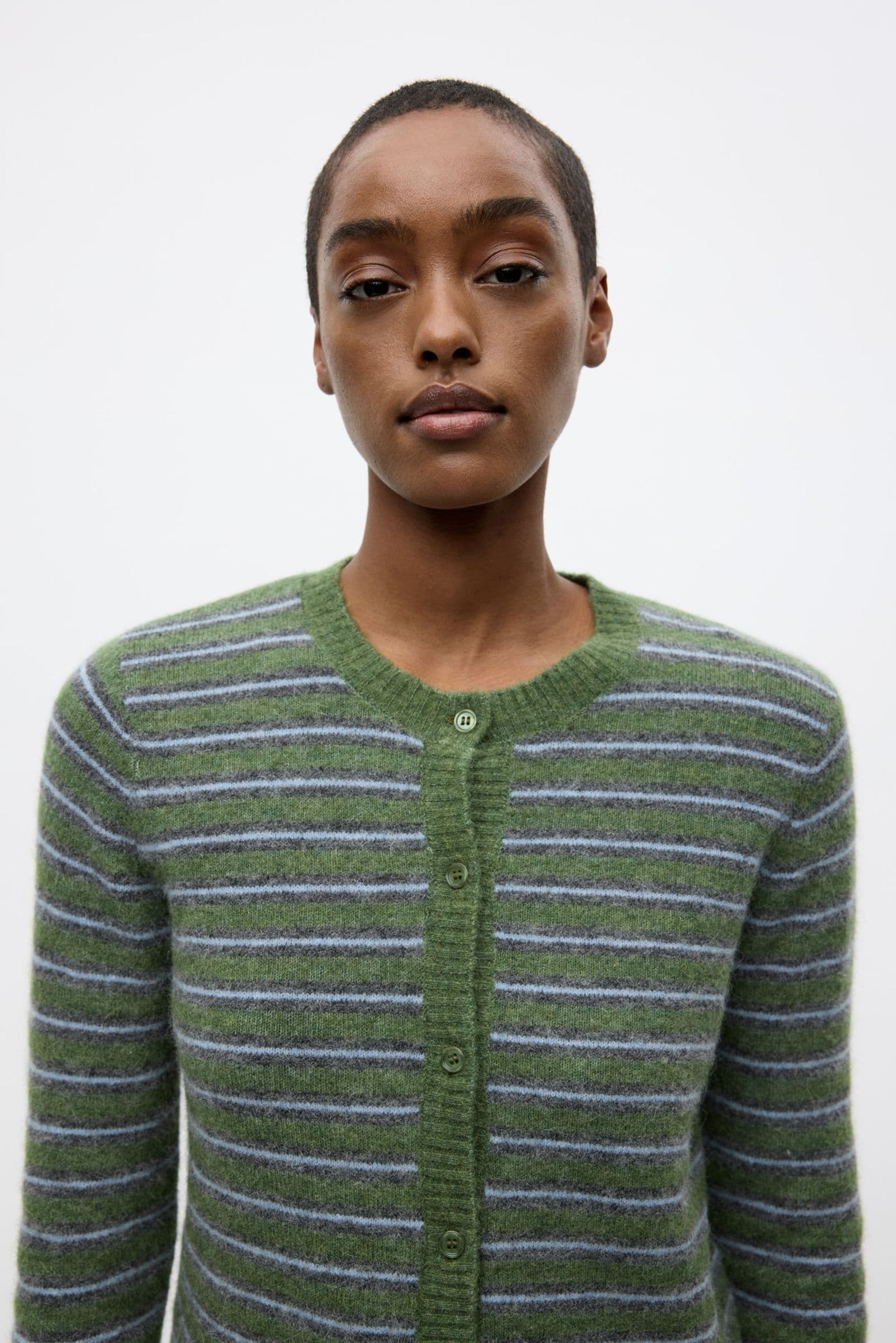 ENADA LS CARDIGAN ST 7216 Chive Stripe