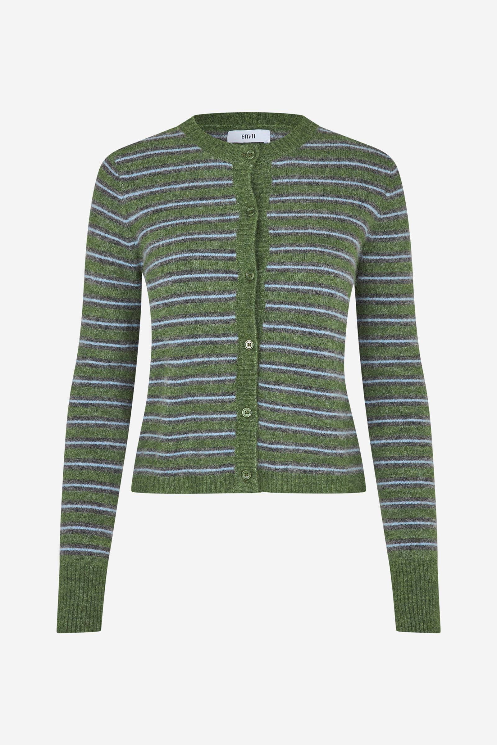ENADA LS CARDIGAN ST 7216 Chive Stripe