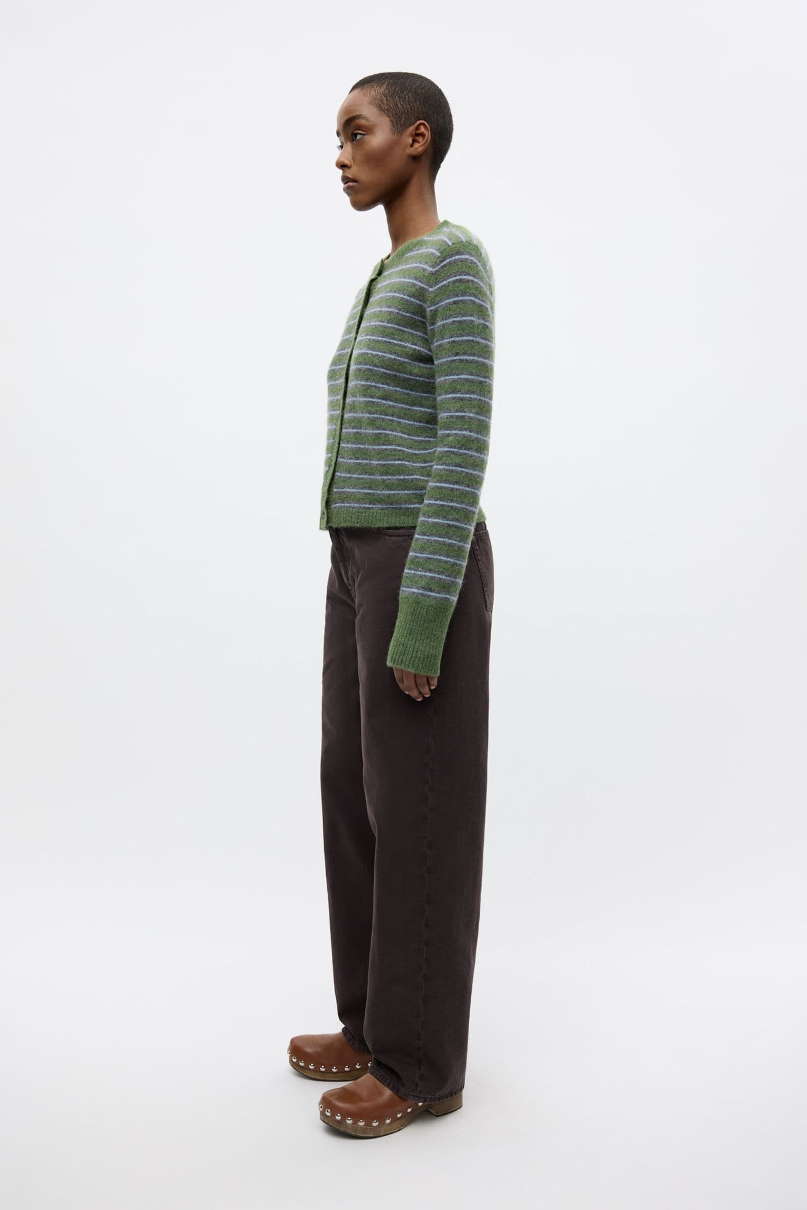 ENADA LS CARDIGAN ST 7216 Chive Stripe