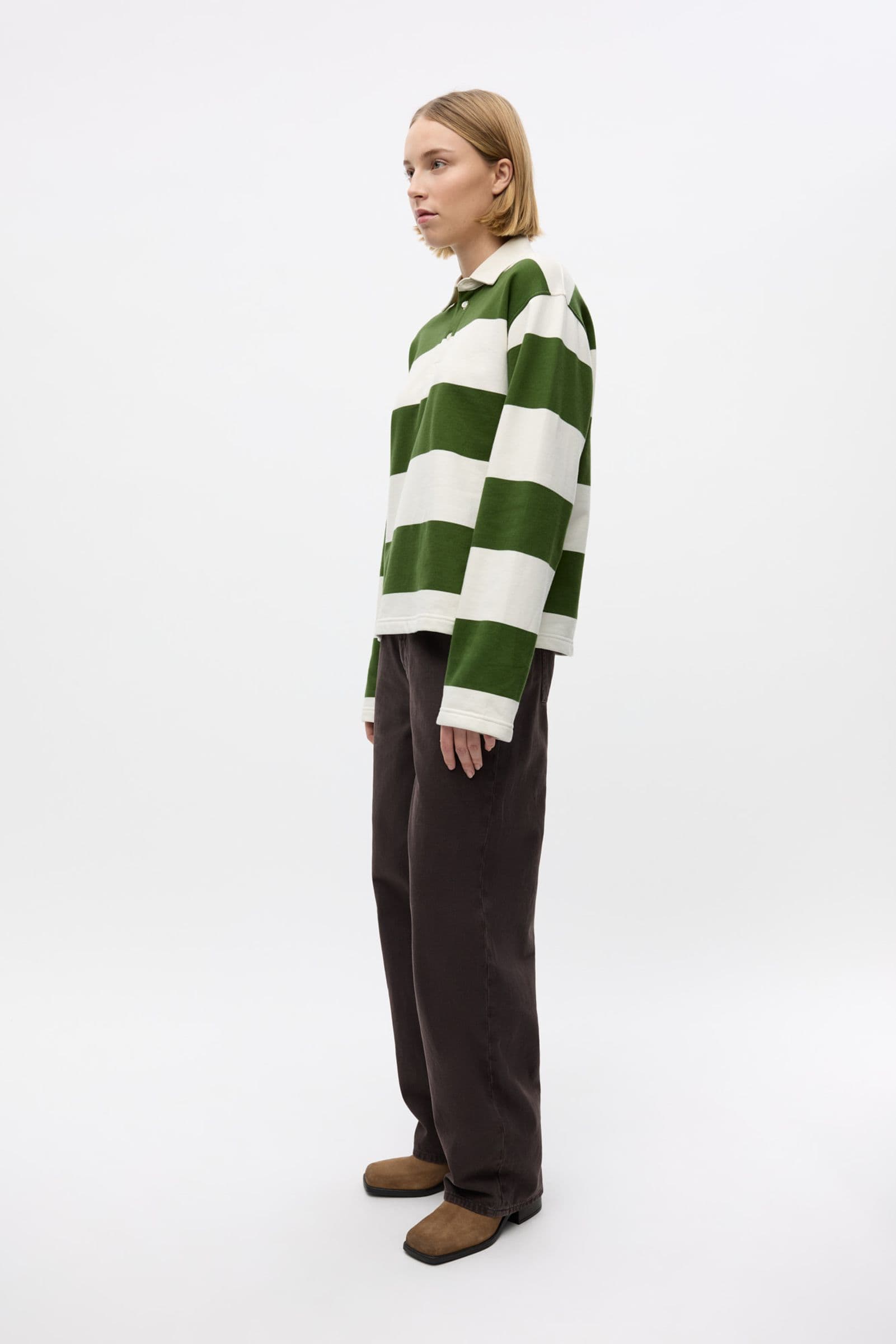 ENTOUR LS POLO ST 7173 Chive Gardenia Stripe