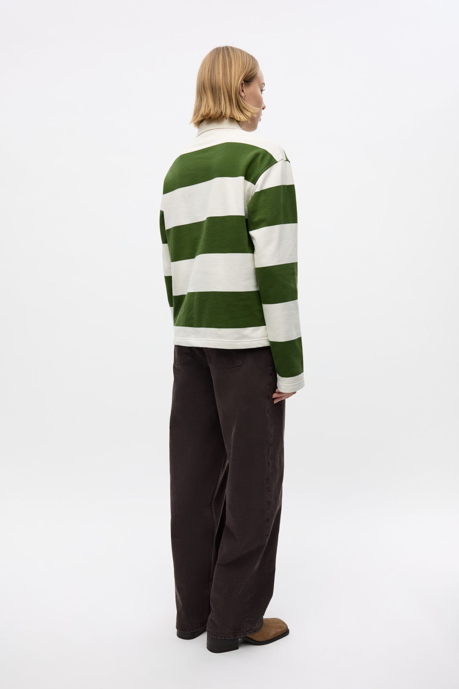 ENTOUR LS POLO ST 7173 Chive Gardenia Stripe
