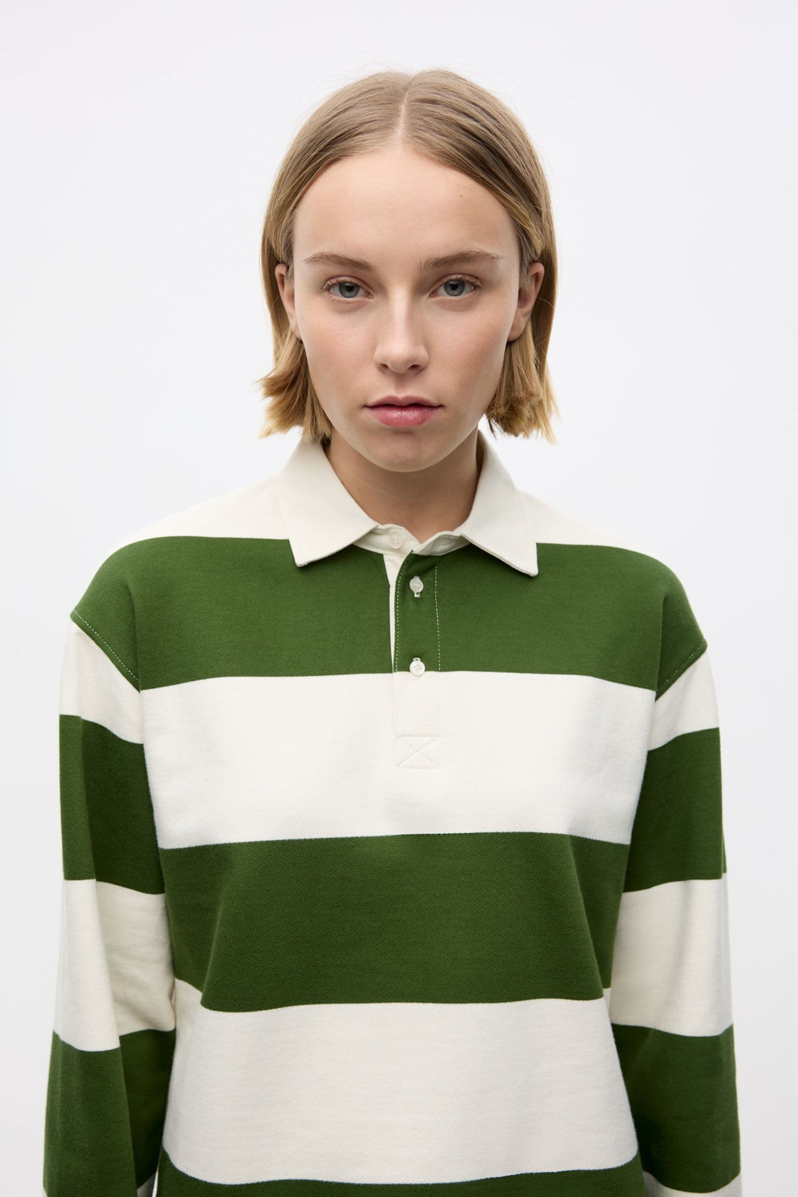 ENTOUR LS POLO ST 7173 Chive Gardenia Stripe