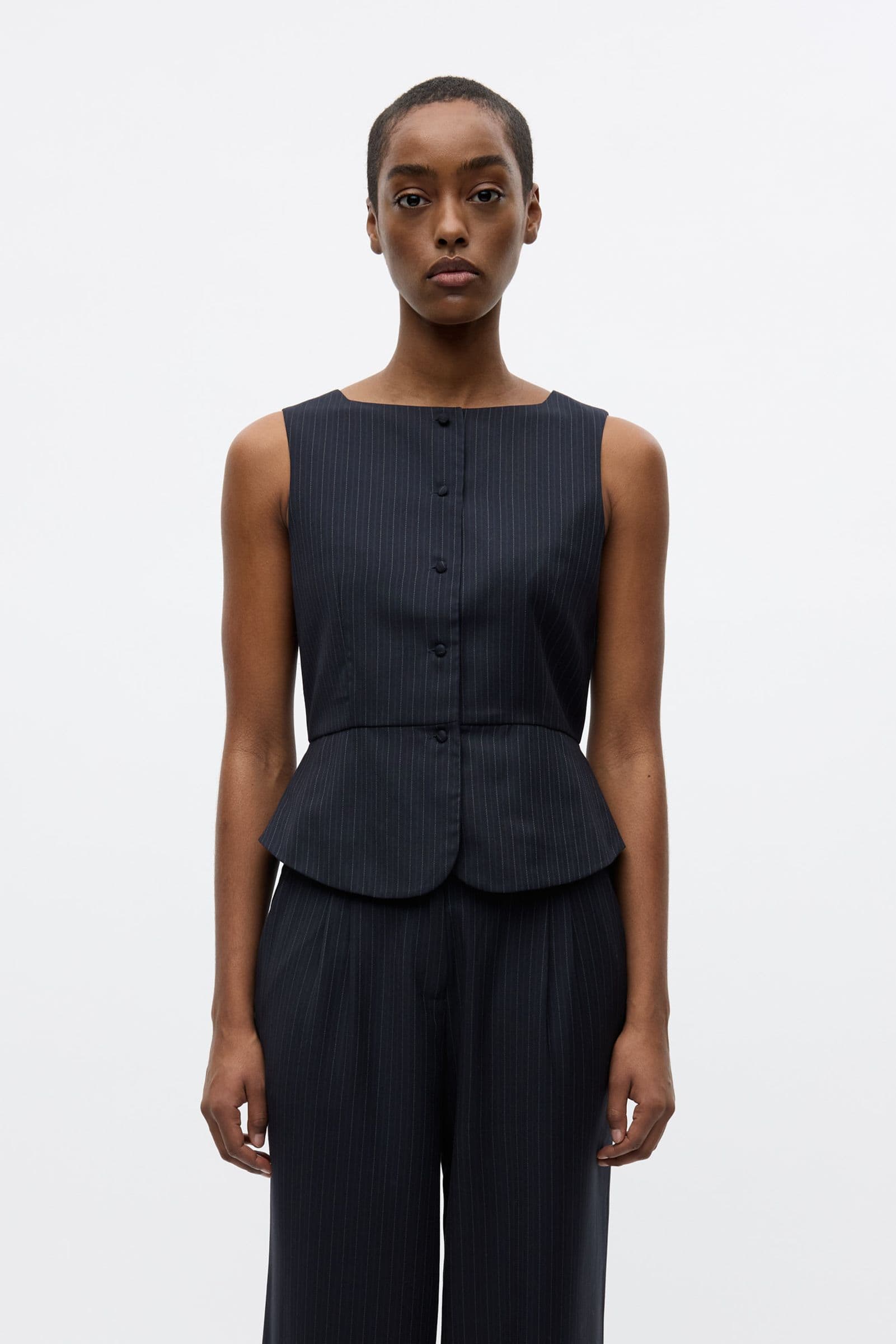 ENFRESNO VEST 7269 Dark Navy Pinstripe