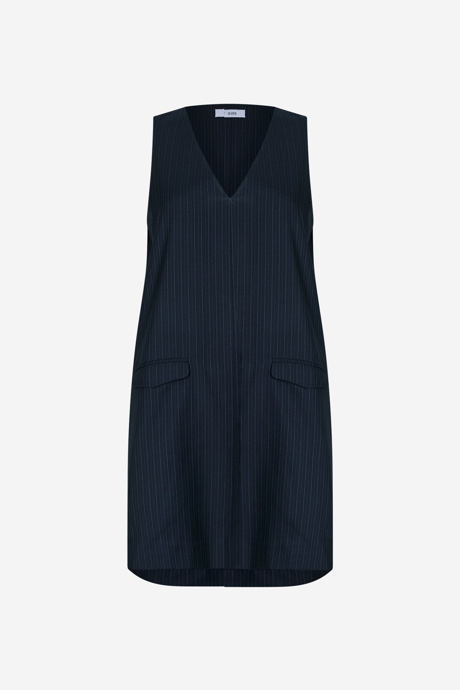 ENWOOD POCKET DRESS 7269 Dark Navy Pinstripe