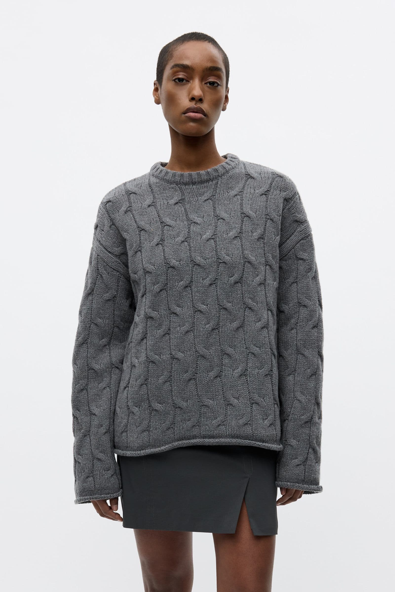 ENFIONA LS O-N KNIT 7284 Dark Grey Mel