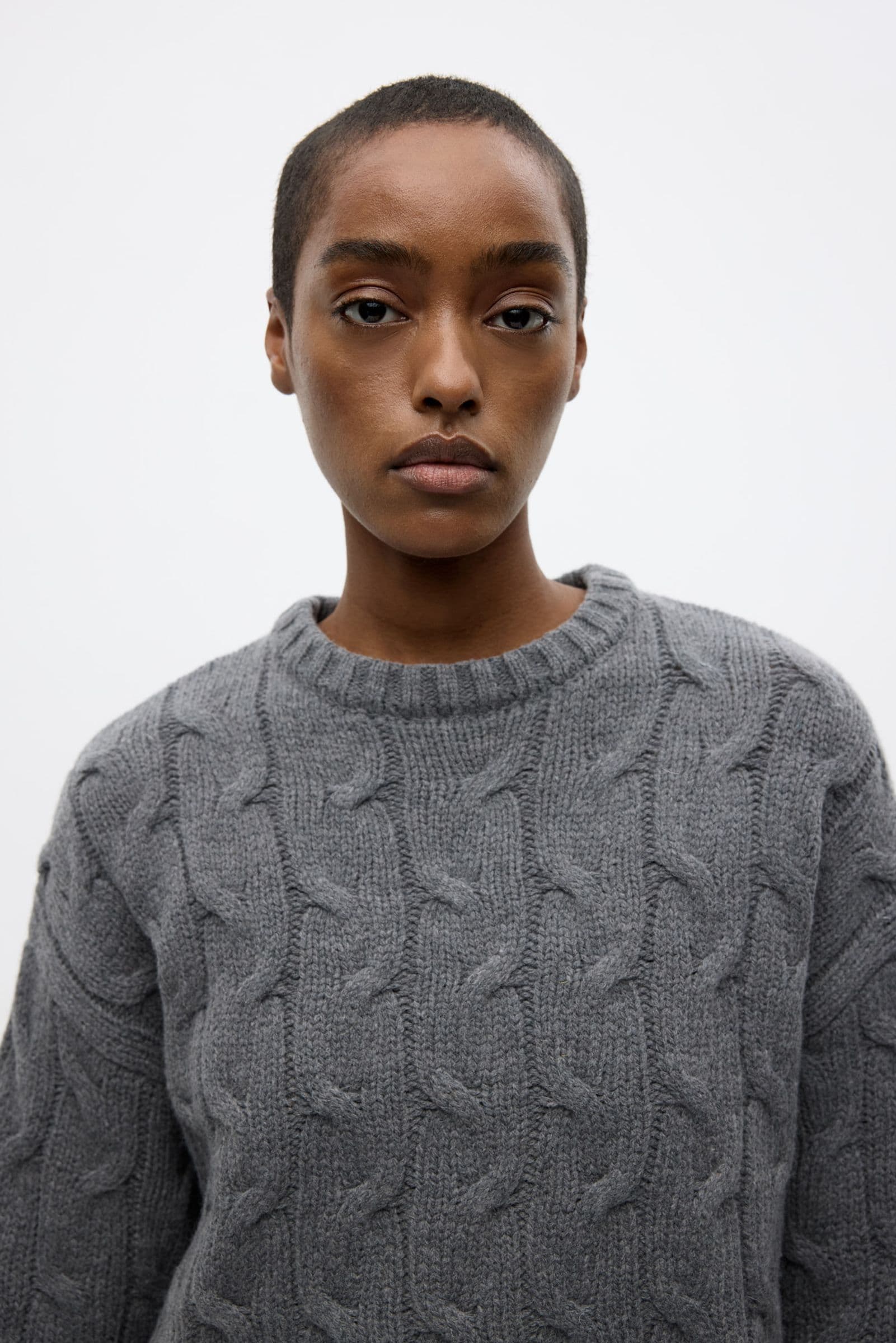 ENFIONA LS O-N KNIT 7284 Dark Grey Mel