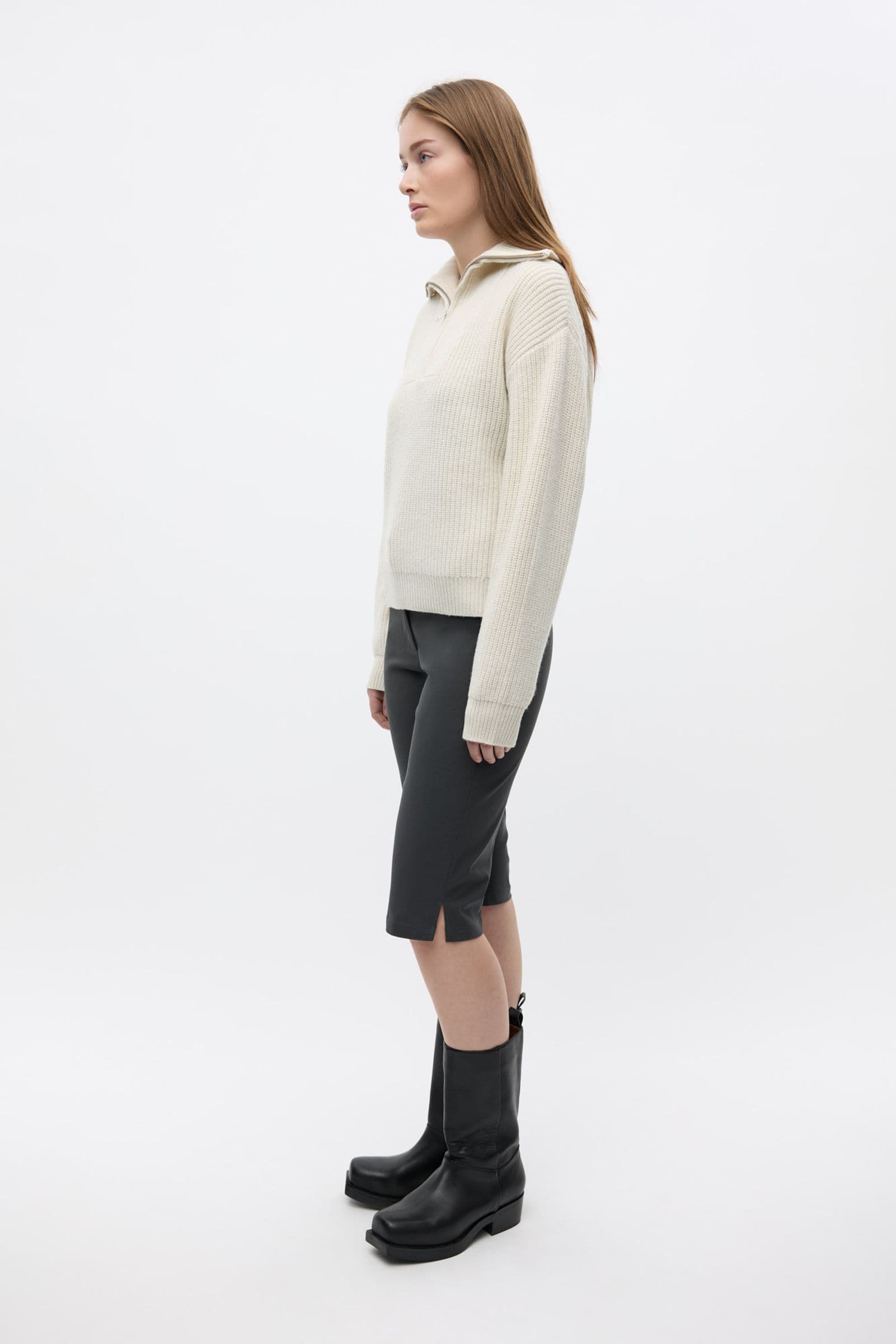 ENWASHINGTON LS HALF ZIP KNIT 7284 GARDENIA MEL