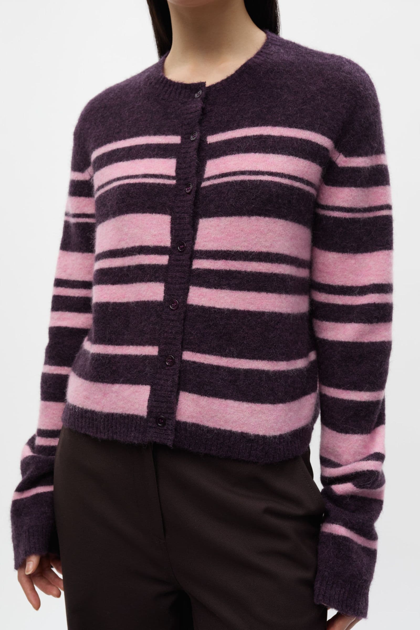ENADA LS RELAXED CARDIGAN ST 7216 Begonia Stripe
