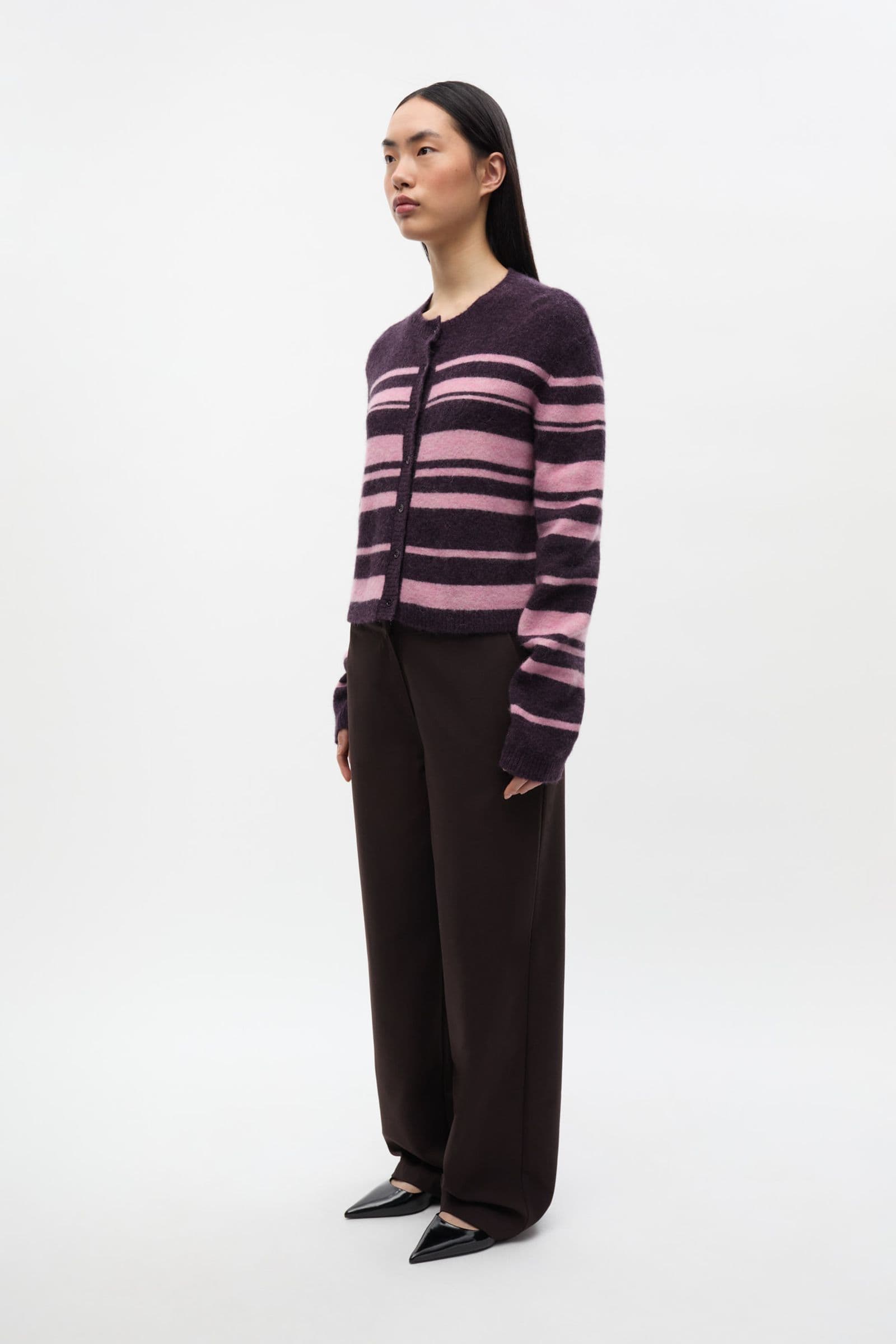 ENADA LS RELAXED CARDIGAN ST 7216 Begonia Stripe