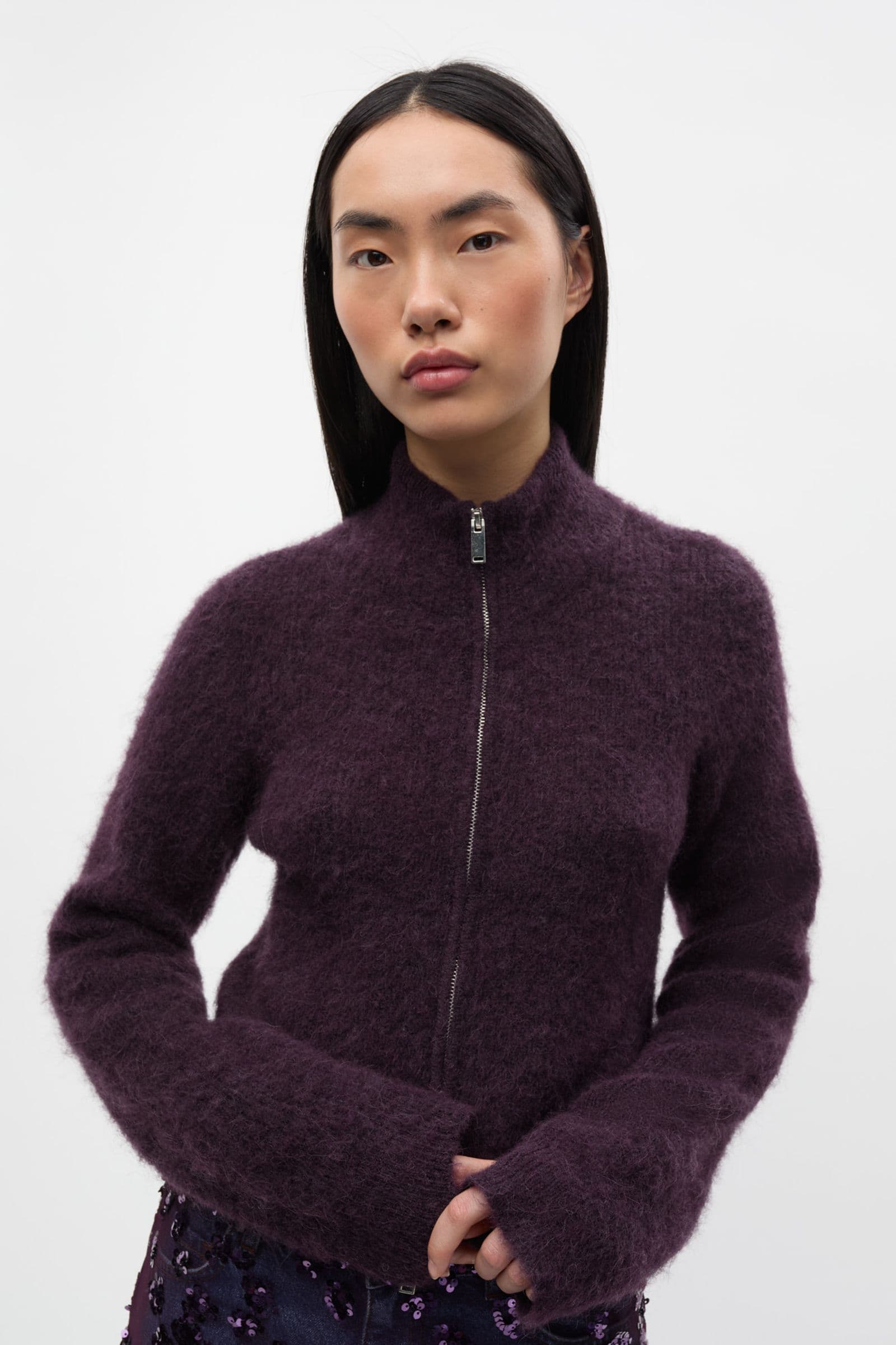 ENBESSIE LS CARDIGAN 7289 Plum Perfect Mel