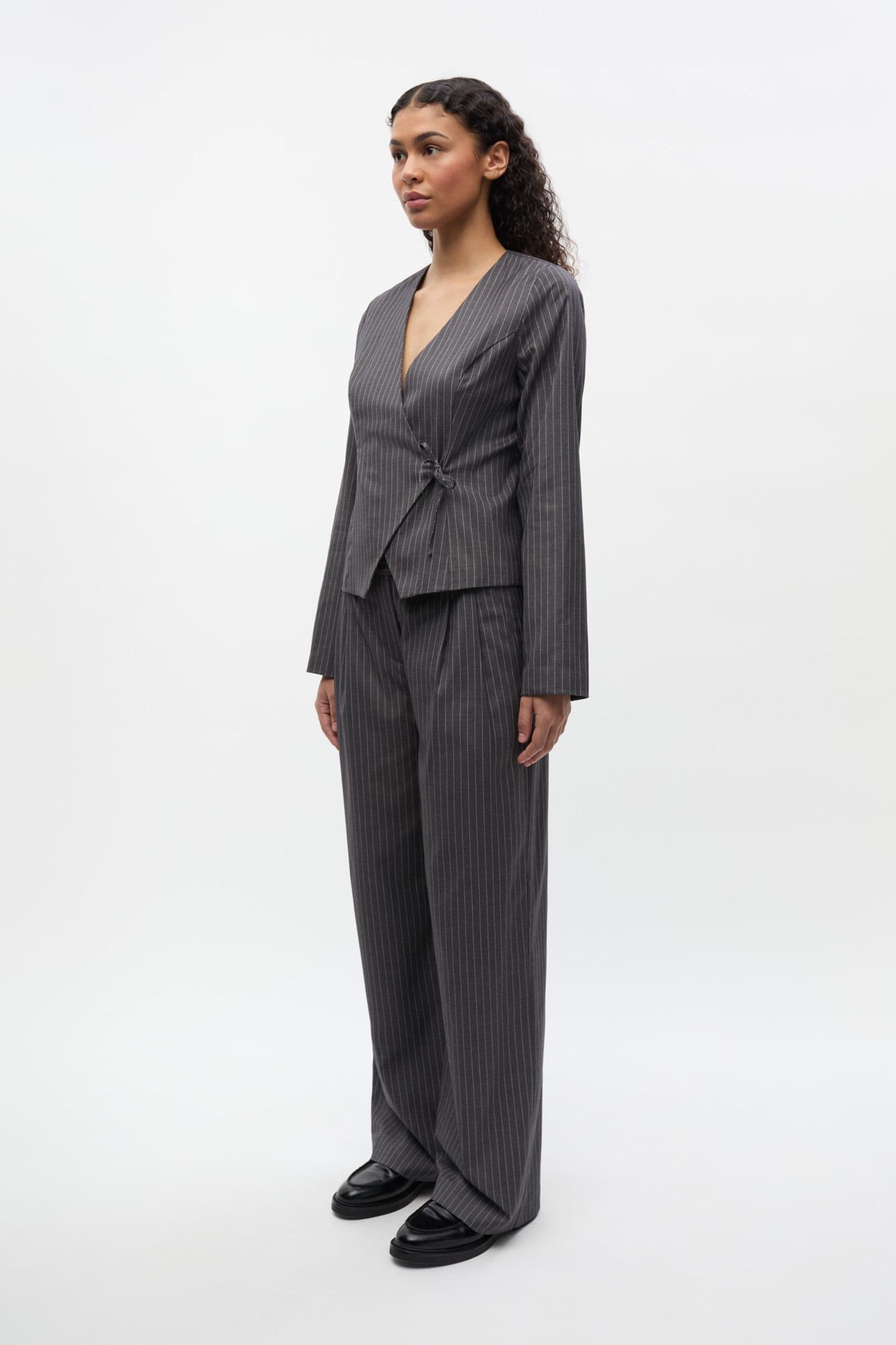 ENCROYDON LS TOP 7300 Grey/White Pinstriped