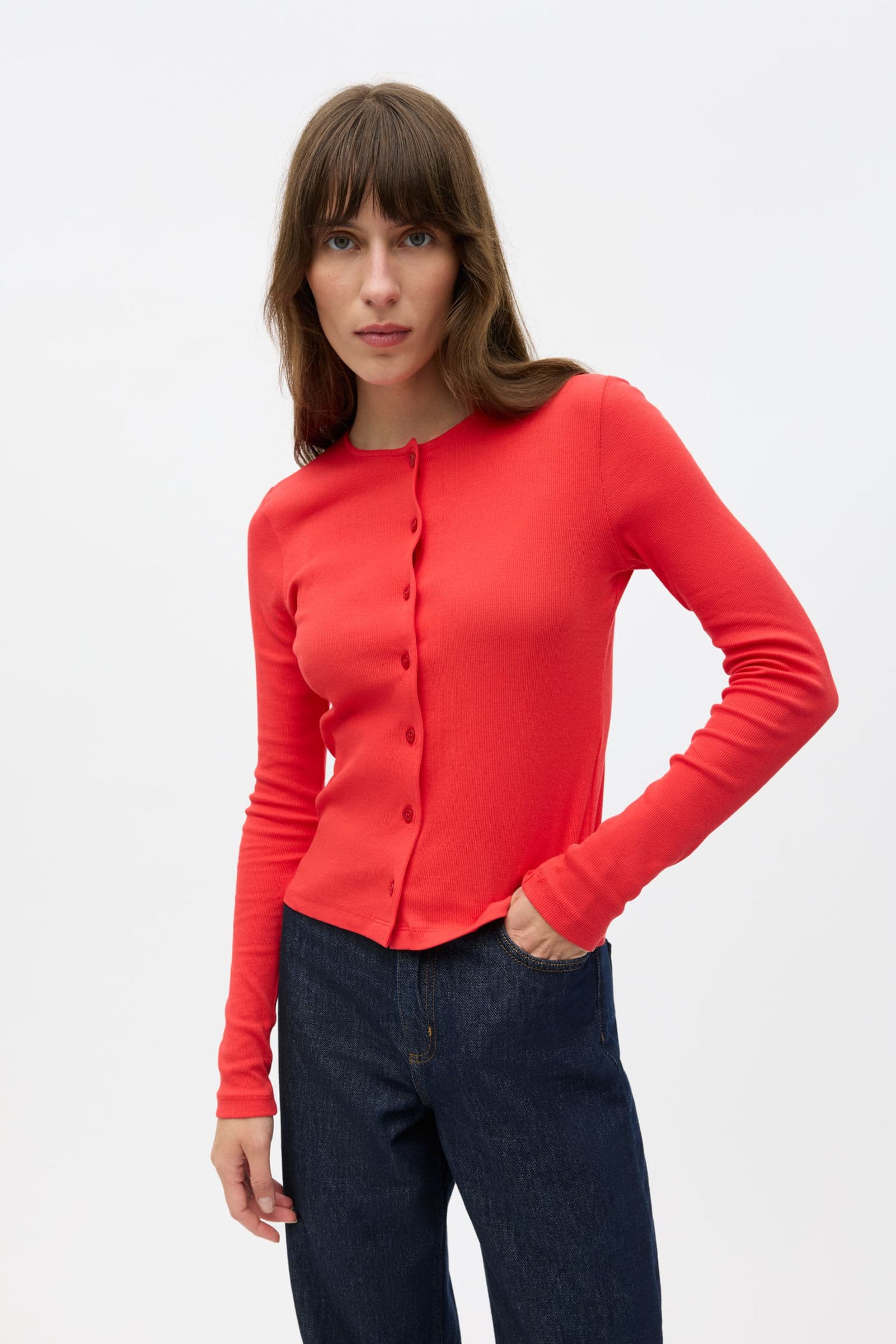 ENALLY LS CARDIGAN 5314 HIGH RISK RED