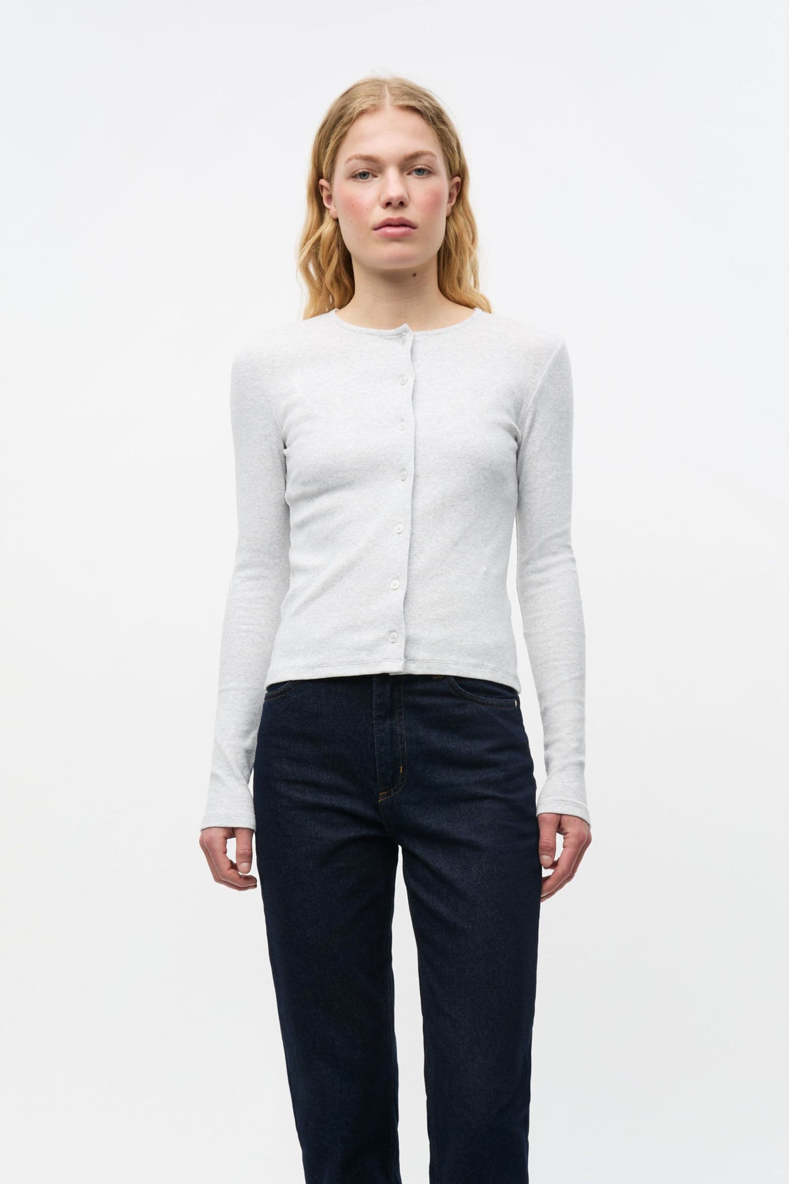 ENALLY LS CARDIGAN 5314 Light grey mel (ALLY)