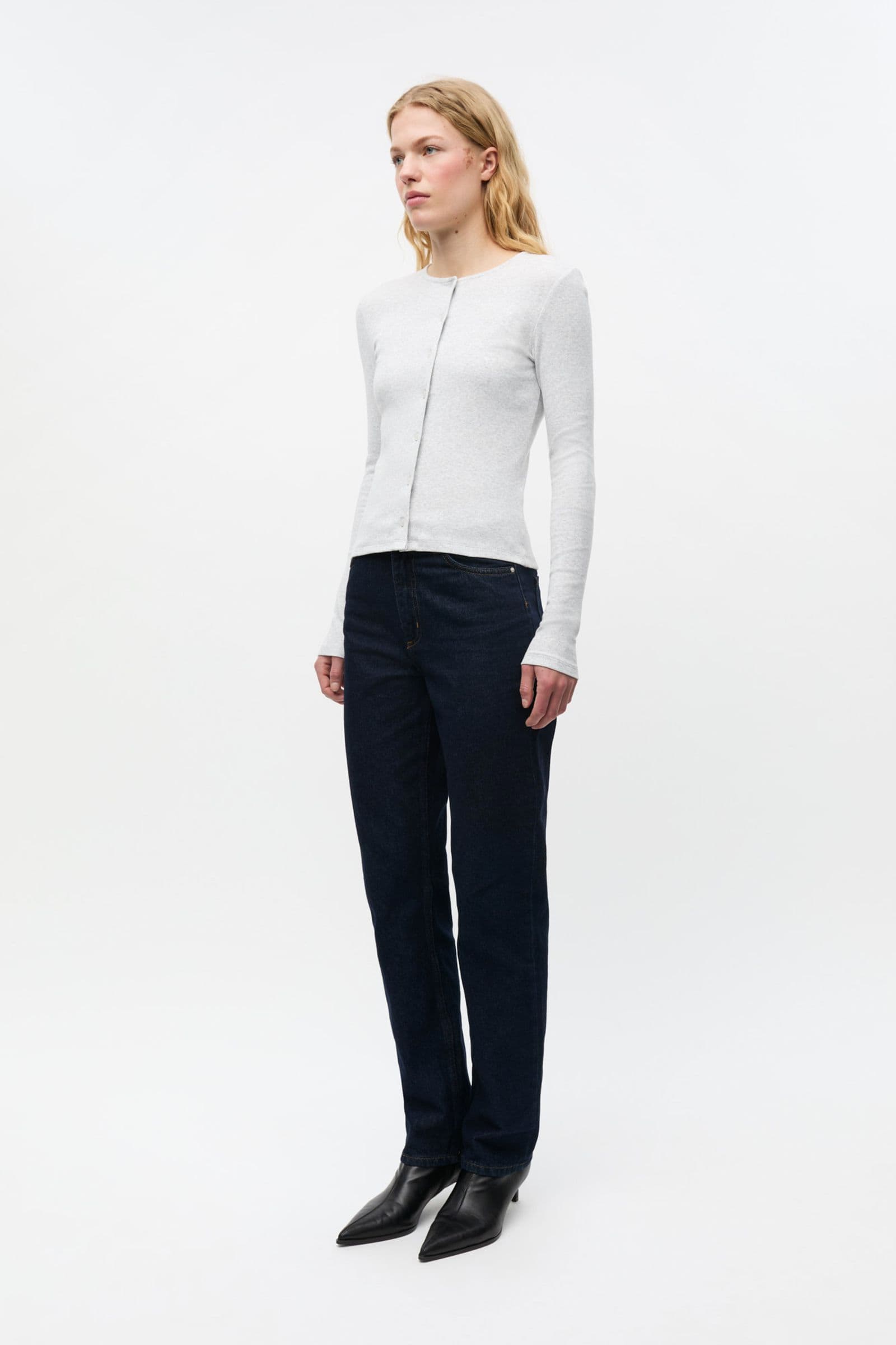 ENALLY LS CARDIGAN 5314 Light grey mel (ALLY)