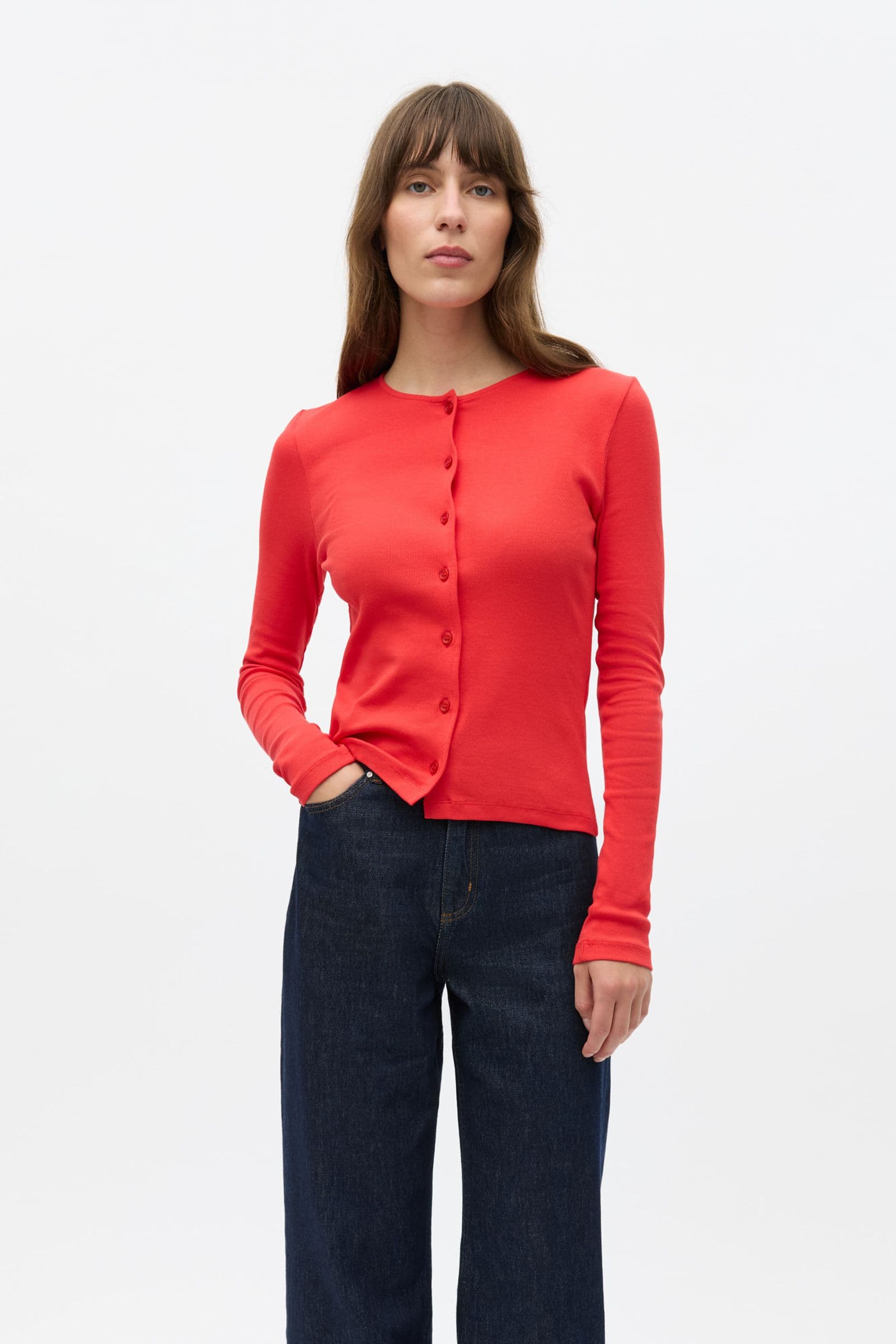 ENALLY LS CARDIGAN 5314 HIGH RISK RED