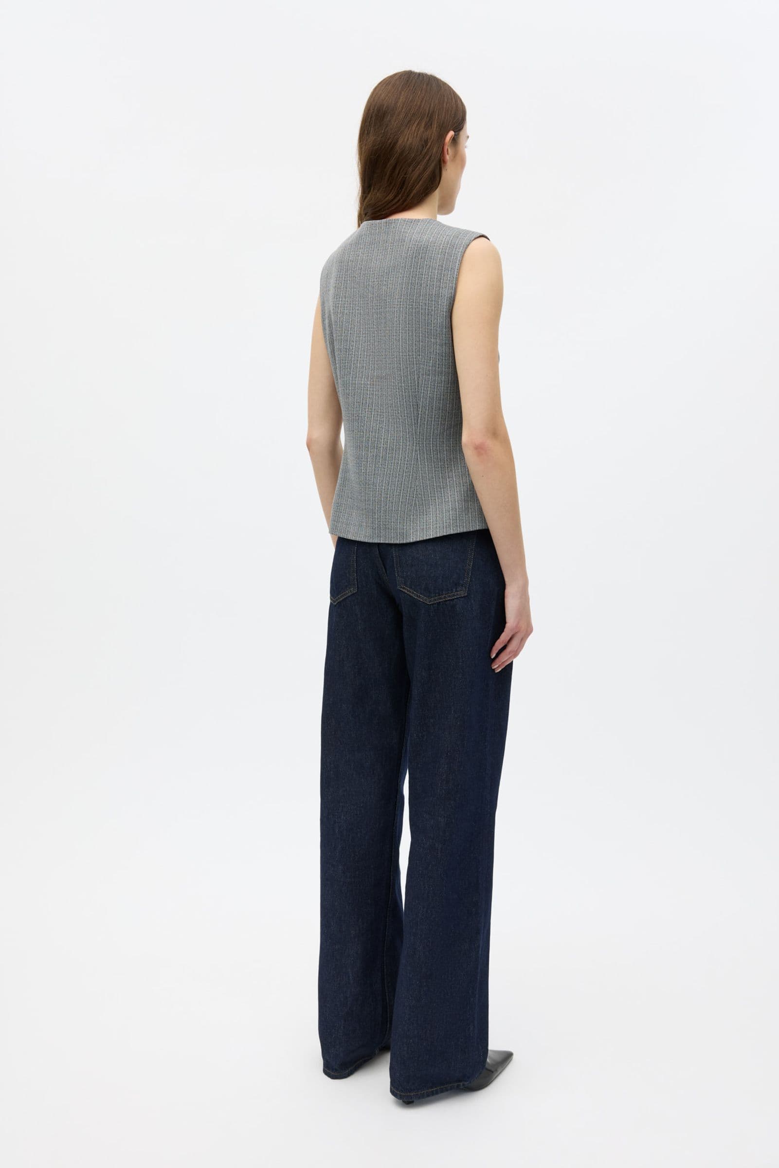 ENMATHILDE SL VEST 7333 Grey mel. pinstripe