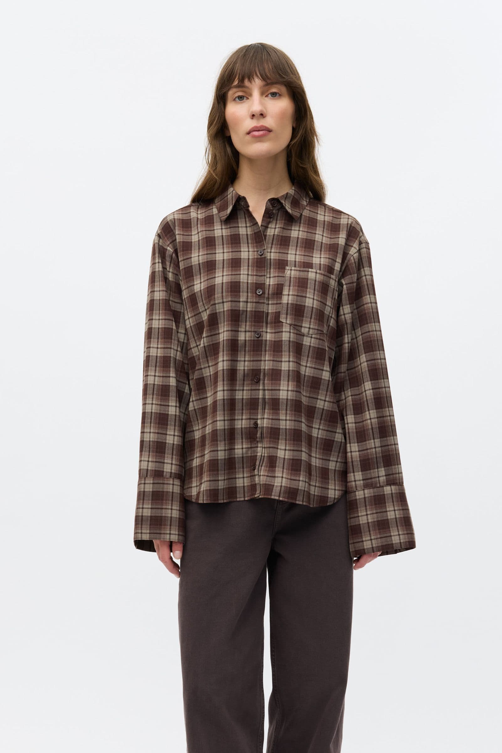 ENWEB LS NB SHIRT 7342 Chocolate Check