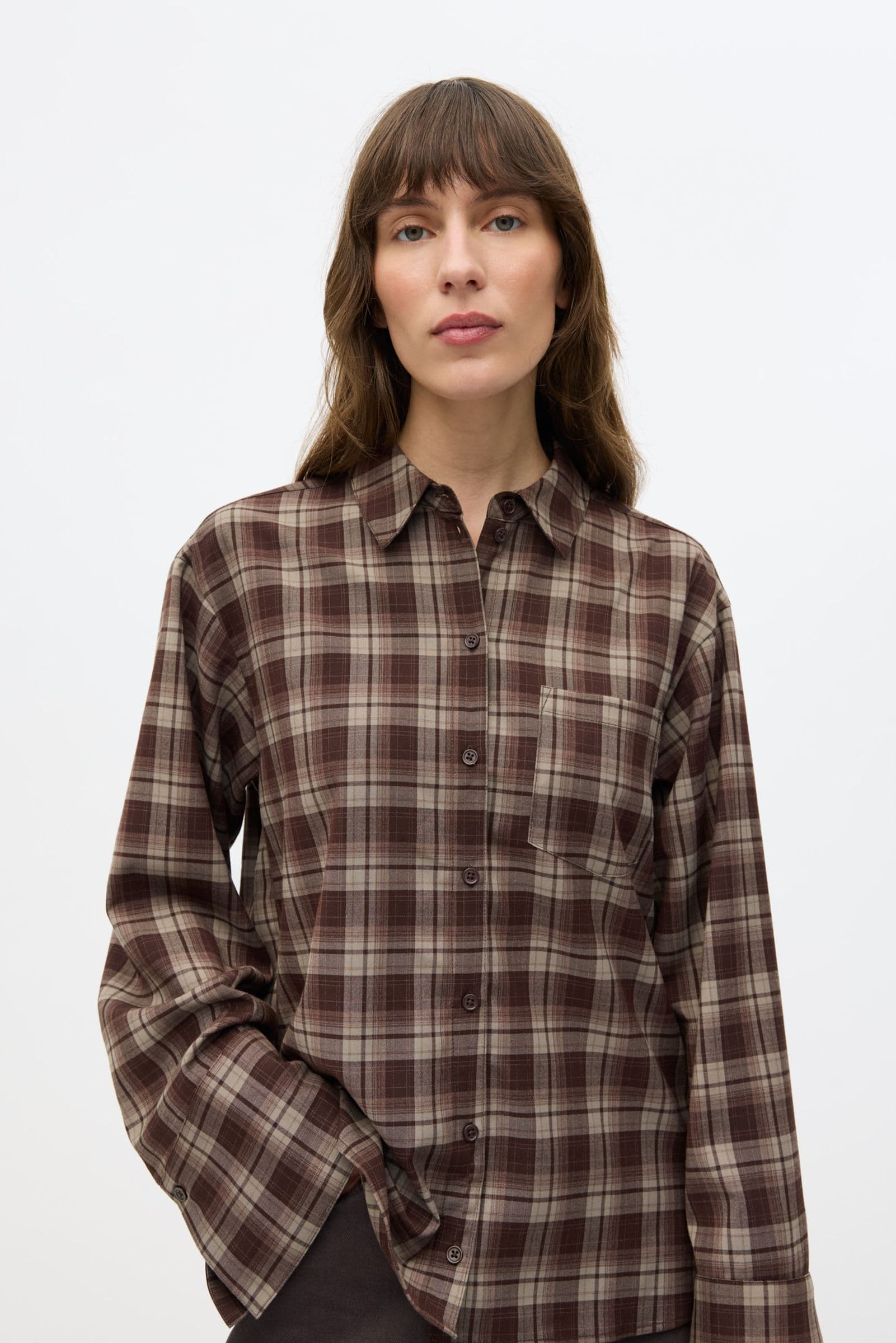 ENWEB LS NB SHIRT 7342 Chocolate Check