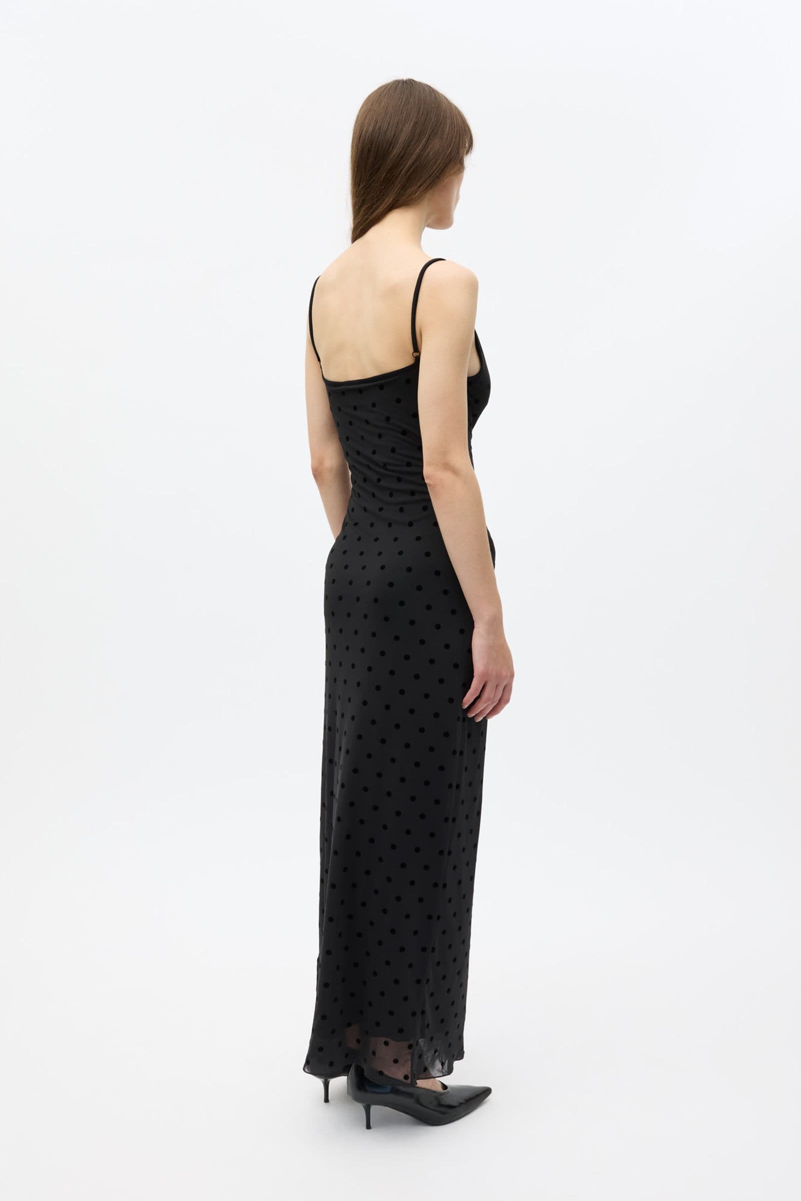 ENNICOLA SL SLIP DRESS 7350 Black Polka Dot
