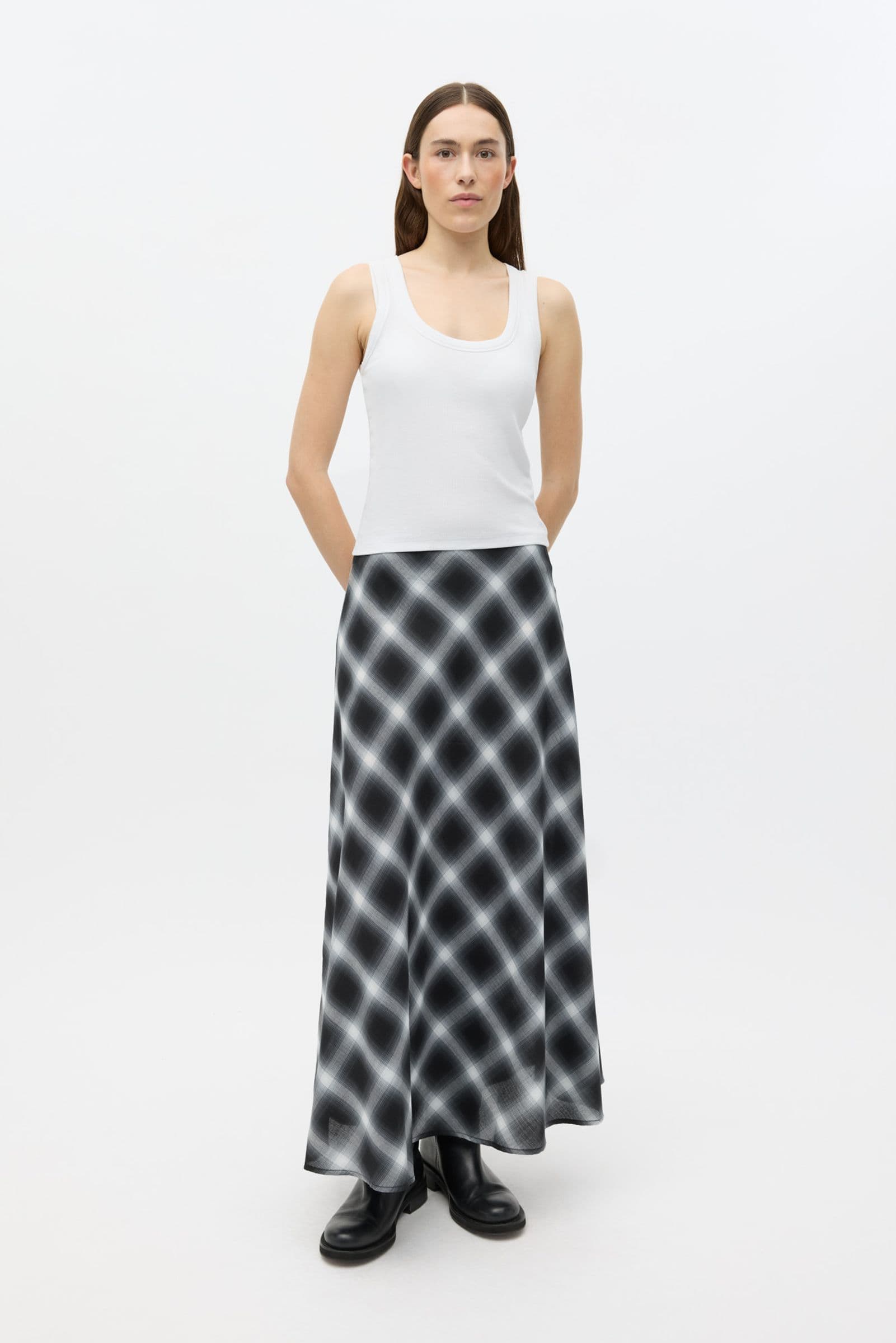 ENLIN SKIRT 7364 Navy Check