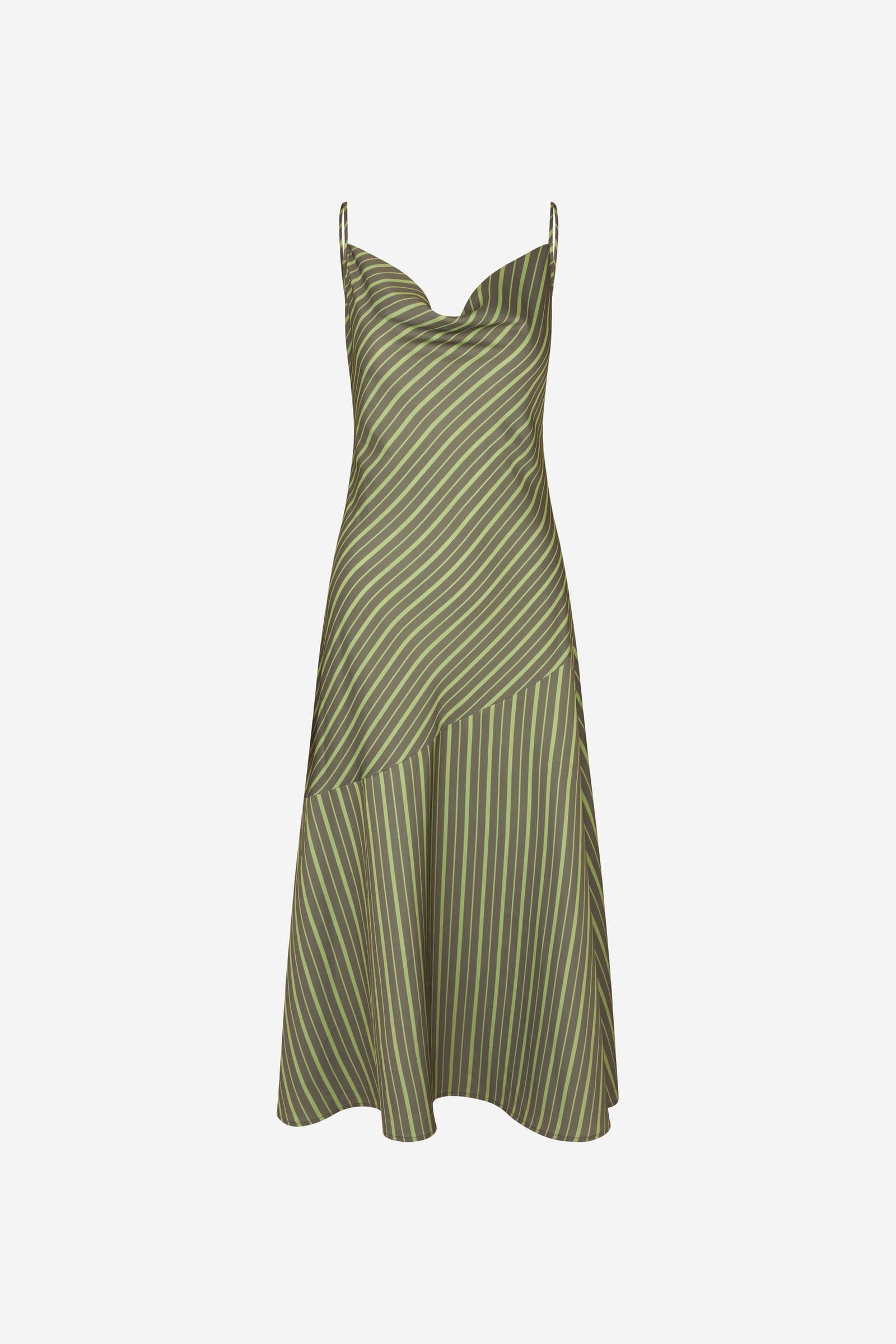 ENFRIDS SL DRESS AOP 7306 Green Olive Stripe